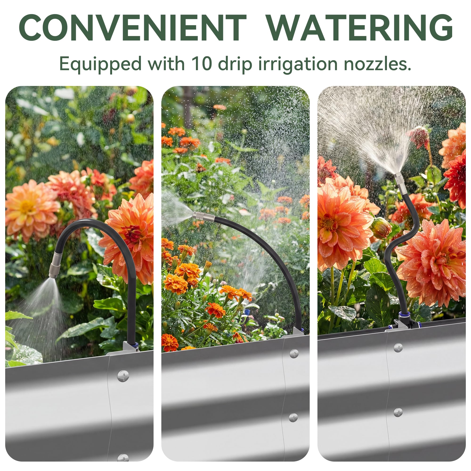 Lineware Raised Garden Bed with Sprinkler Timer and Self-Watering System, 6x3x1 ft Elevated Planter Boxes Outdoor with Mesh Cover, Galvanized Raised Beds for,Vegetables,Flowers, Backyard, Patio