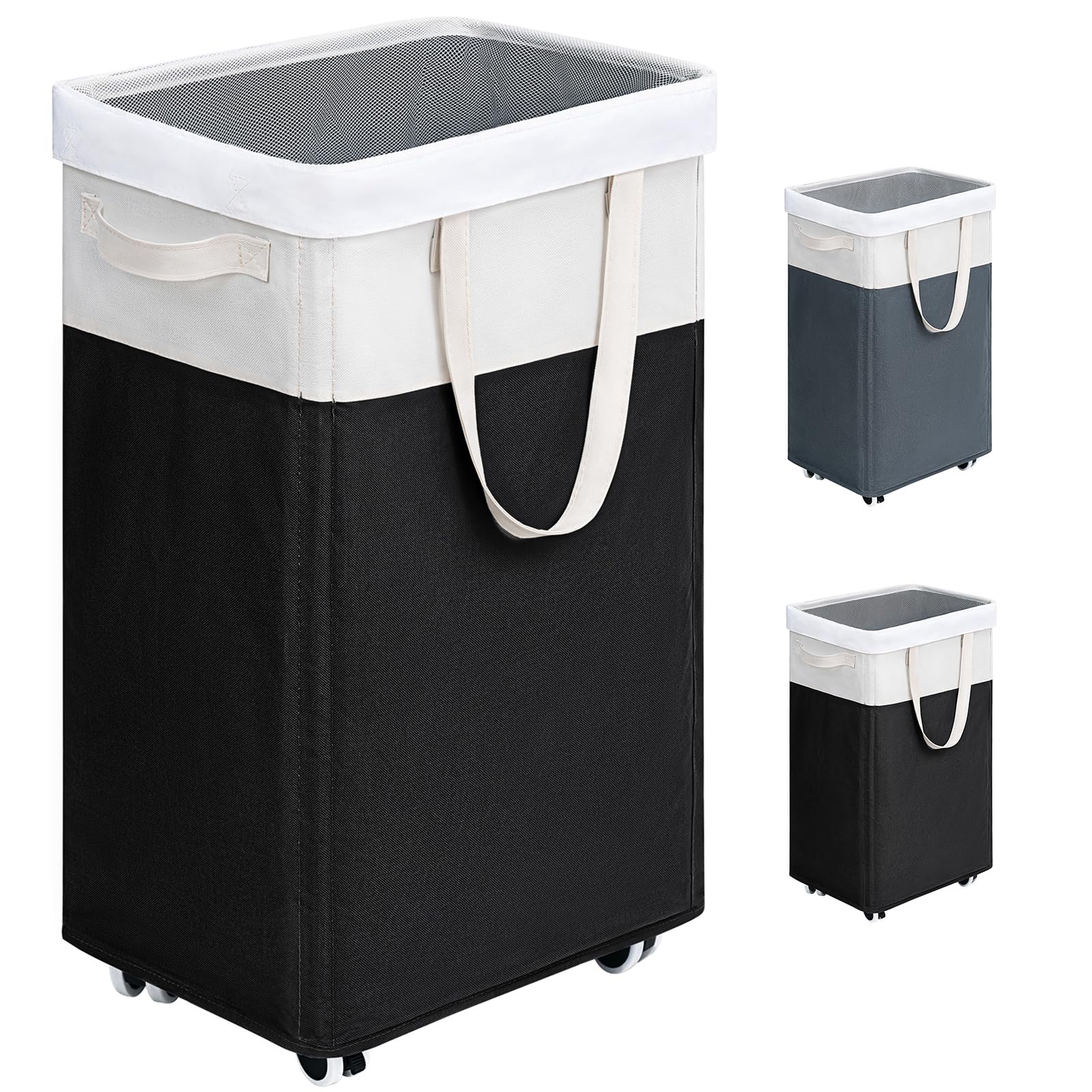 Goodpick Pink Laundry Basket with Wheels, Dorm Room Essentials for Girls, 75L Collapsible Laundry Basket, Laundry Hamper with Handle for College Dorm