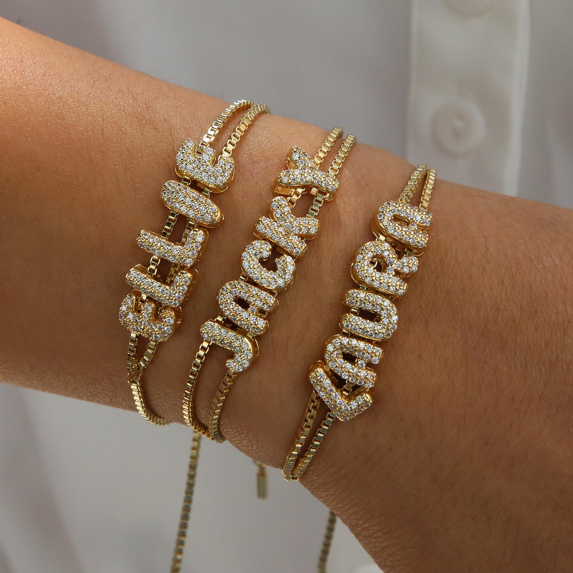 Personalized Name Bracelet for Women | Custom Bubble Letter, Jewelry Gift for Mom, Bridesmaid, Girlfriend