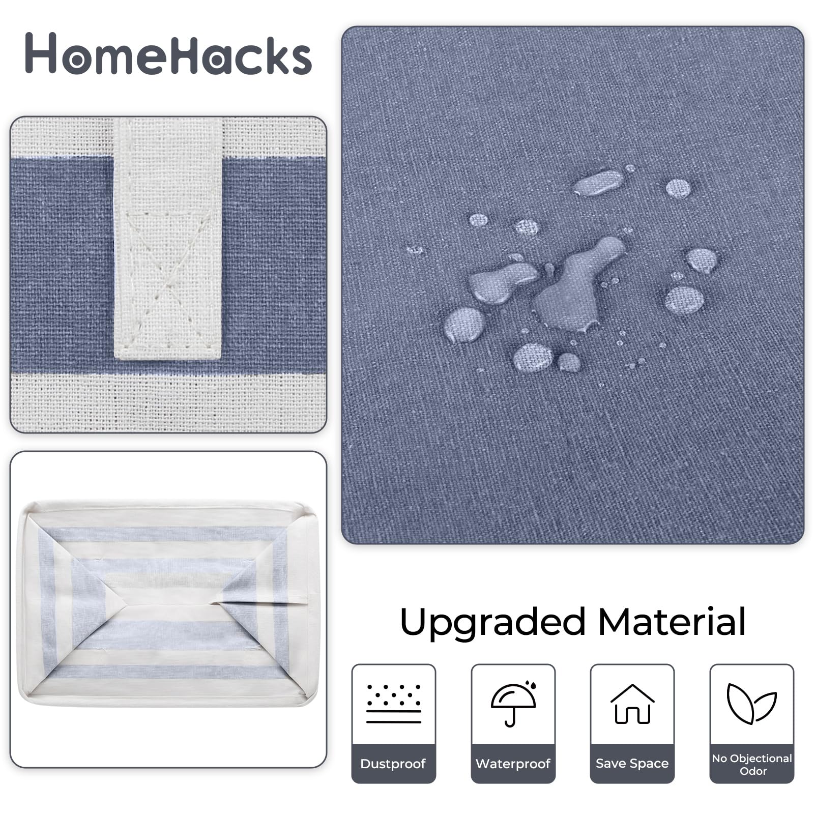 HomeHacks 2 Pack Large Laundry Baskets, Waterproof, Freestanding Laundry Hampers, Collapsible Clothes Hamper with Reinforced Handles in Laundry Room, College Dorm, Bathroom, Bedroom (Grey, 75Lx2)