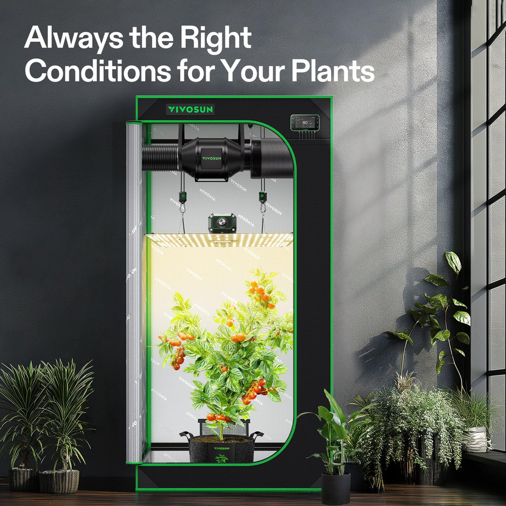 VIVOSUN Smart Grow Tent Kit 2x4, 2-Plant WiFi-Integrated Grow System | including 200W Full Spectrum LED,Automatic Control with GrowHub E42A+, Efficient Ventilation System,48x24x60" Grow Tent