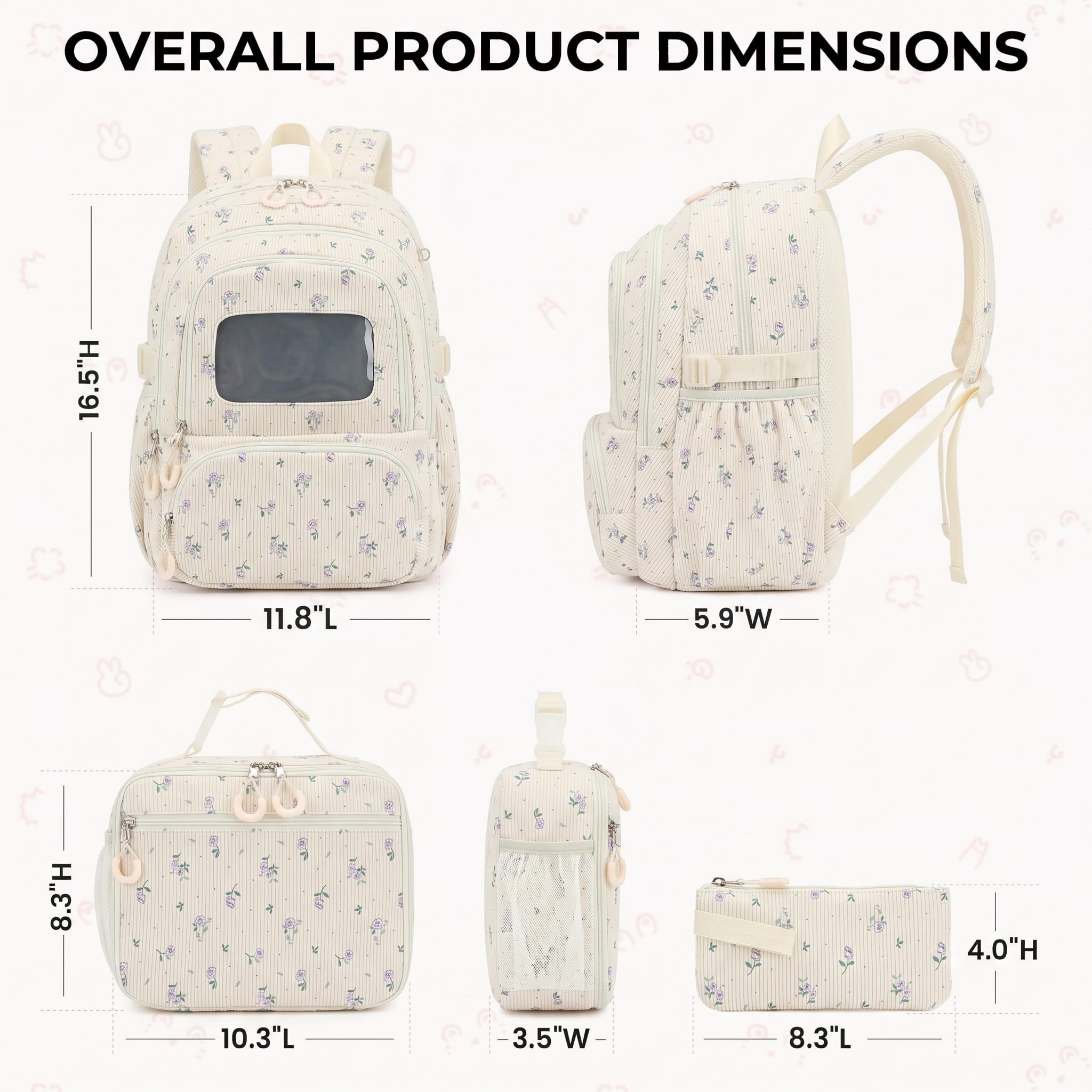 Corduroy School Backpack Set for Girls Boys Women, 3Pcs Kids Bookbag with Lunch Box & Pencil Pouch, Elementary Middle High School College Daypack 15.6" Laptop Bag for Work Travel, Leopard Brown