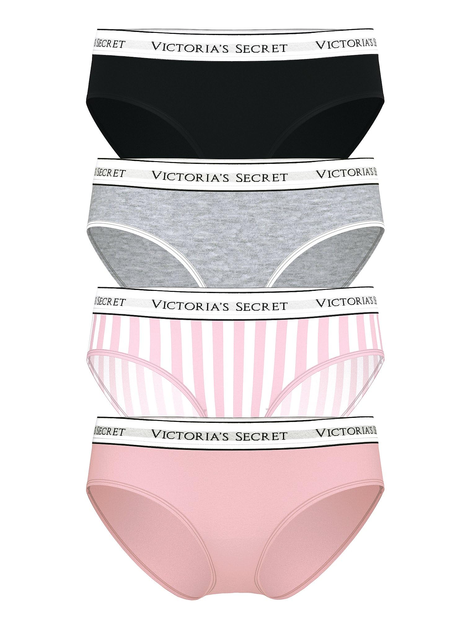 Victoria's Secret Women's Cotton Logo Hipster Underwear, Moderate Coverage Panties for Women, Multi Pack (XS-XXL)