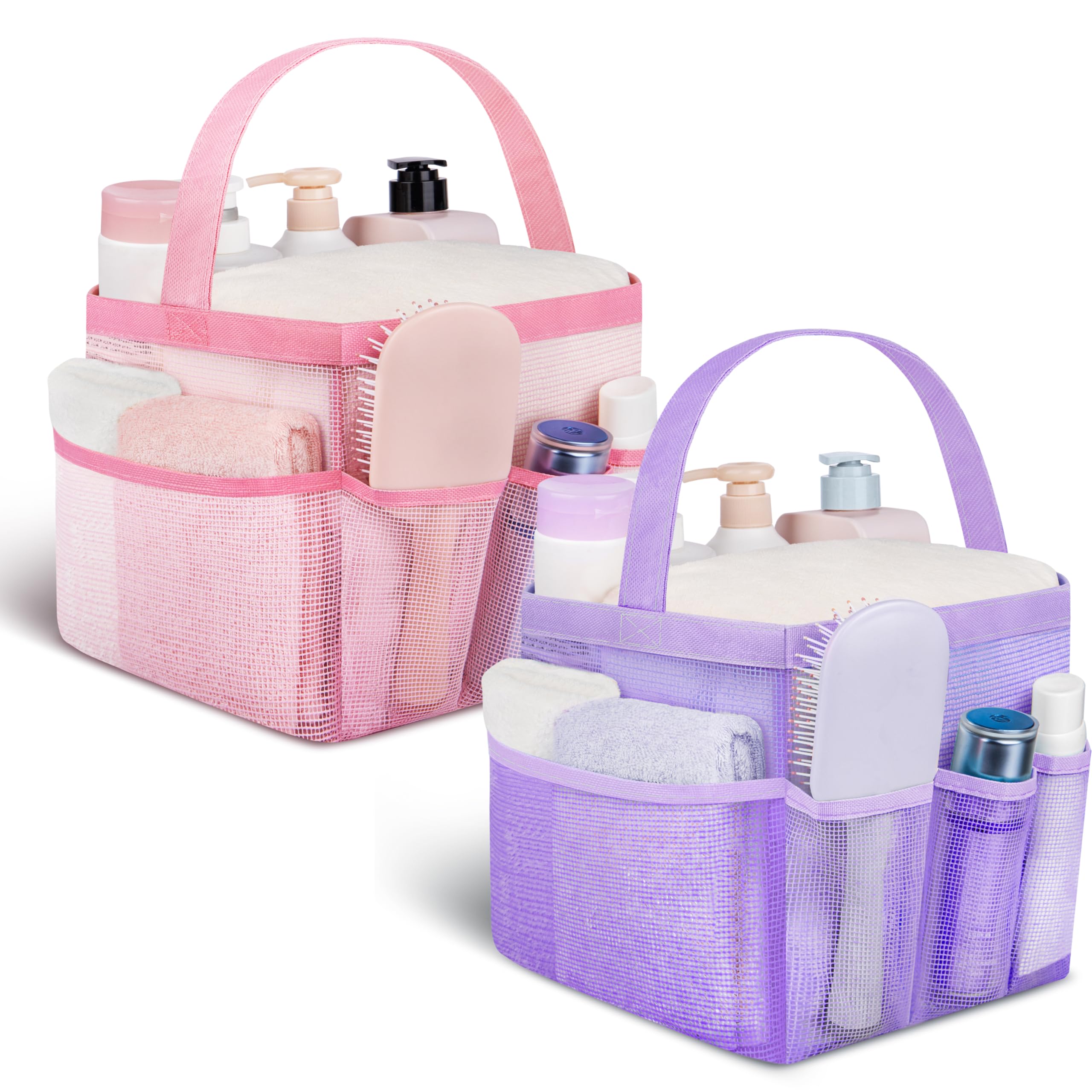 Attmu Mesh Shower Caddy Portable for College Dorm Room Camping Essentials, Shower Caddy Dorm with 9-Pockets, Large Capacity Hanging Basket Bathroom Bag for Toiletry, Swimming, Gym, Camp, Beach
