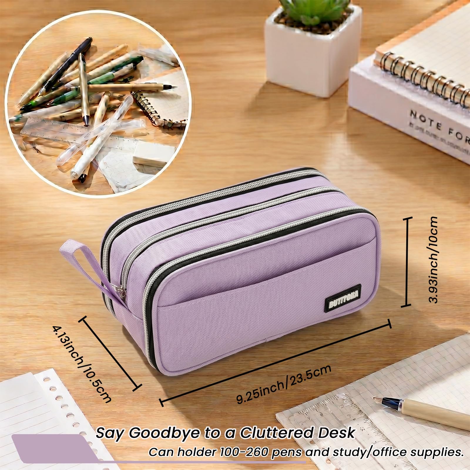 Large Pencil Case Pouch, Extra Big Pencil Bag with 4 Compartments for Kids, Oxford Cloth Pen Bag with Zipper, Pencil Organizer, Cute Aesthetic School Supplies for Teen Girls Boys Adults Pink