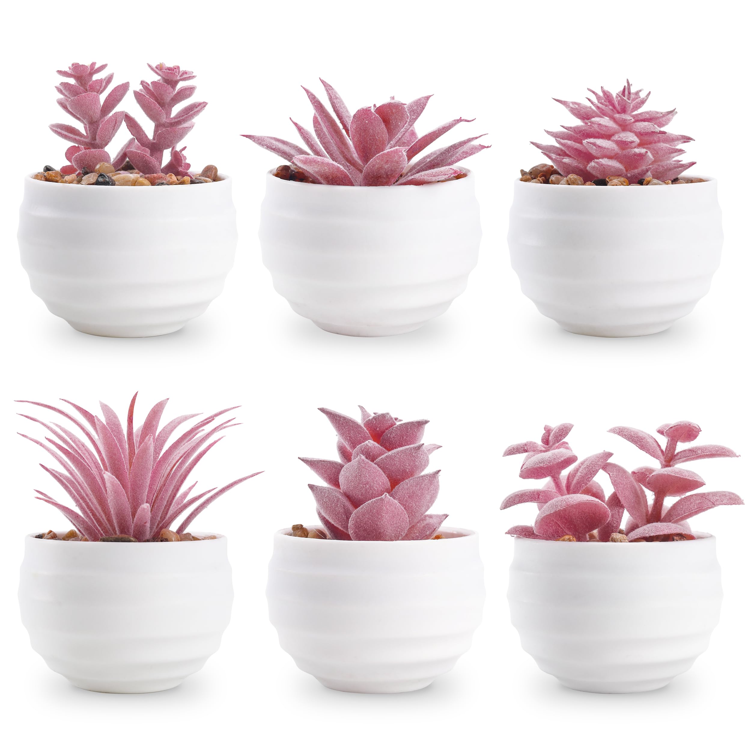 Der Rose 6 Pack Succulents Fake Plants for Bedroom Bathroom Home Decor | Small fake plants，perfect for aesthetic living room shelf decor，office desk accessories，gifts for women，fresh all year