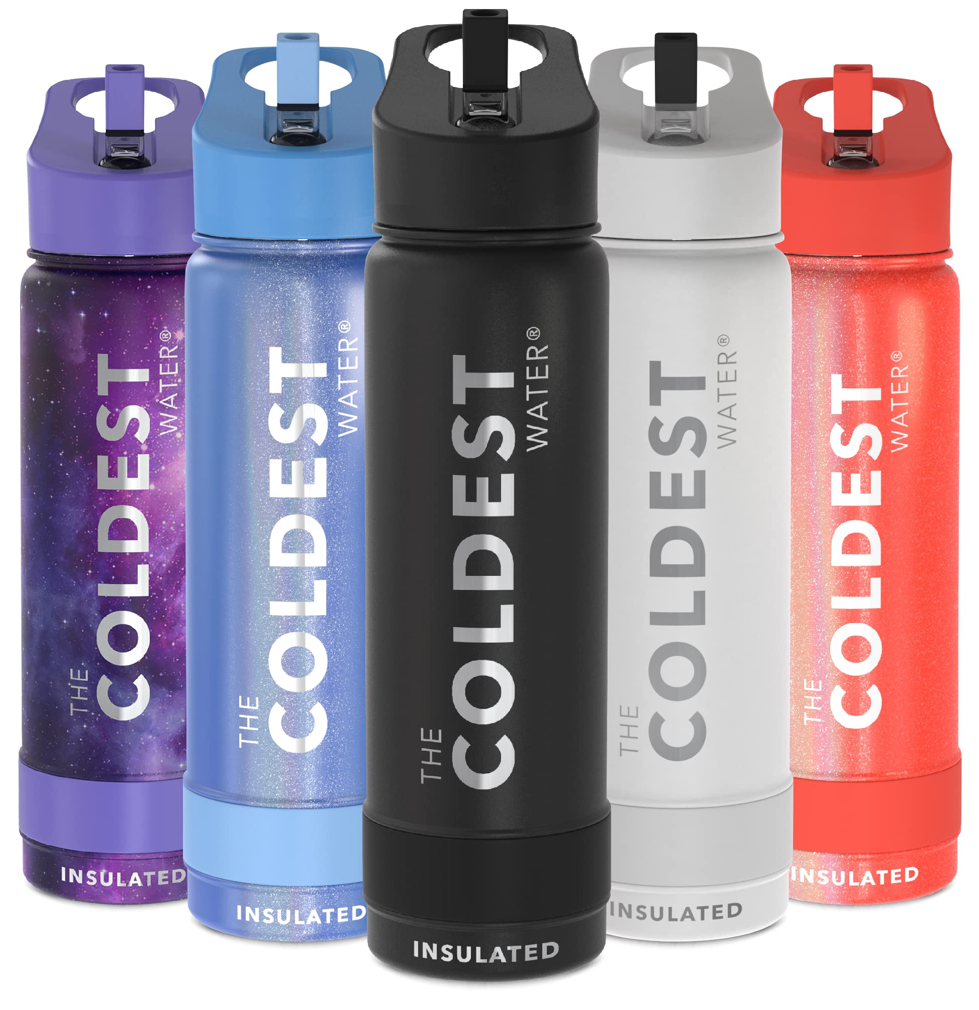Coldest Insulated Water Bottle with Straw Lid - Stainless Steel Metal Insulated Bottle for Men & Women (Oceanic Green, 32 oz)