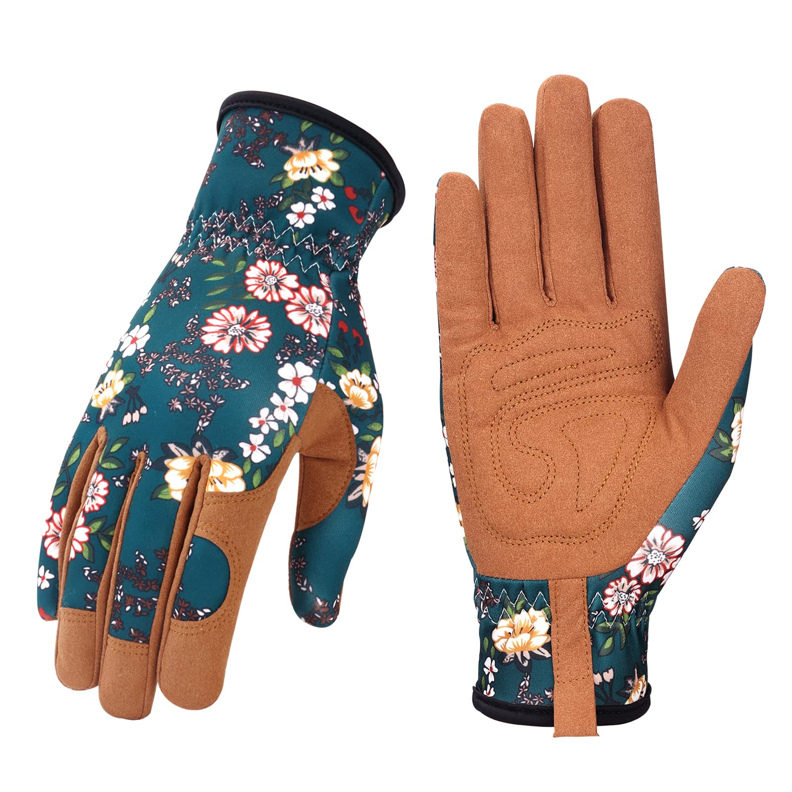 Bamllum Leather Gardening Gloves for Women - Working Gloves for Weeding, Digging, Planting, Raking and Pruning