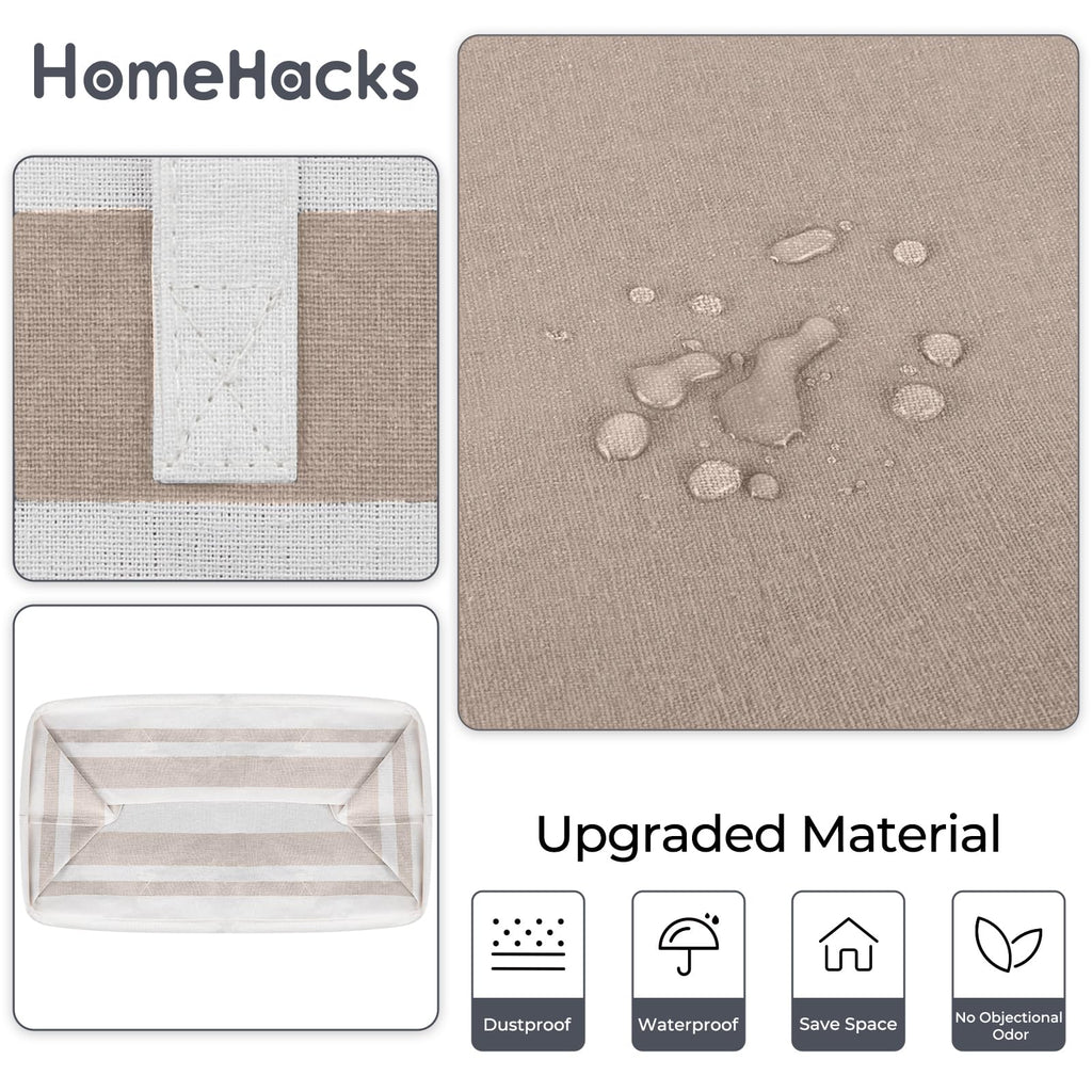 HomeHacks 2 Pack Large Laundry Baskets, Waterproof, Freestanding Laundry Hampers, Collapsible Clothes Hamper with Reinforced Handles in Laundry Room, College Dorm, Bathroom, Bedroom (Grey, 75Lx2)