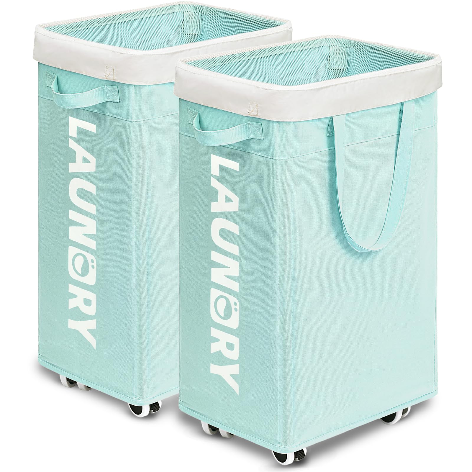 Goodpick Pink Laundry Basket with Wheels, Dorm Room Essentials for Girls, 75L Collapsible Laundry Basket, Laundry Hamper with Handle for College Dorm