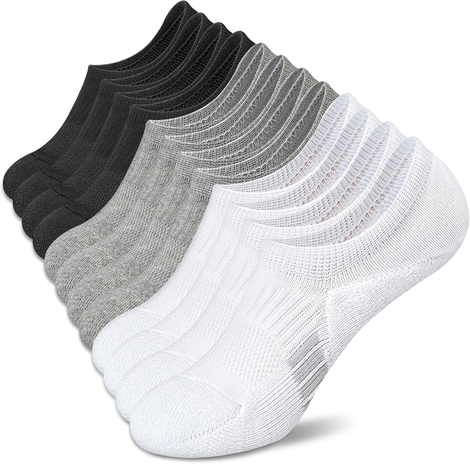 Amutost Womens No Show Socks Anti-Slip Cushioned Breathable 5-10Pairs | Silicone heel grips, Arch compression band, Elastic cuffs, Moisture wicking, Size 6-8/7-9/9-11, Reduces blisters