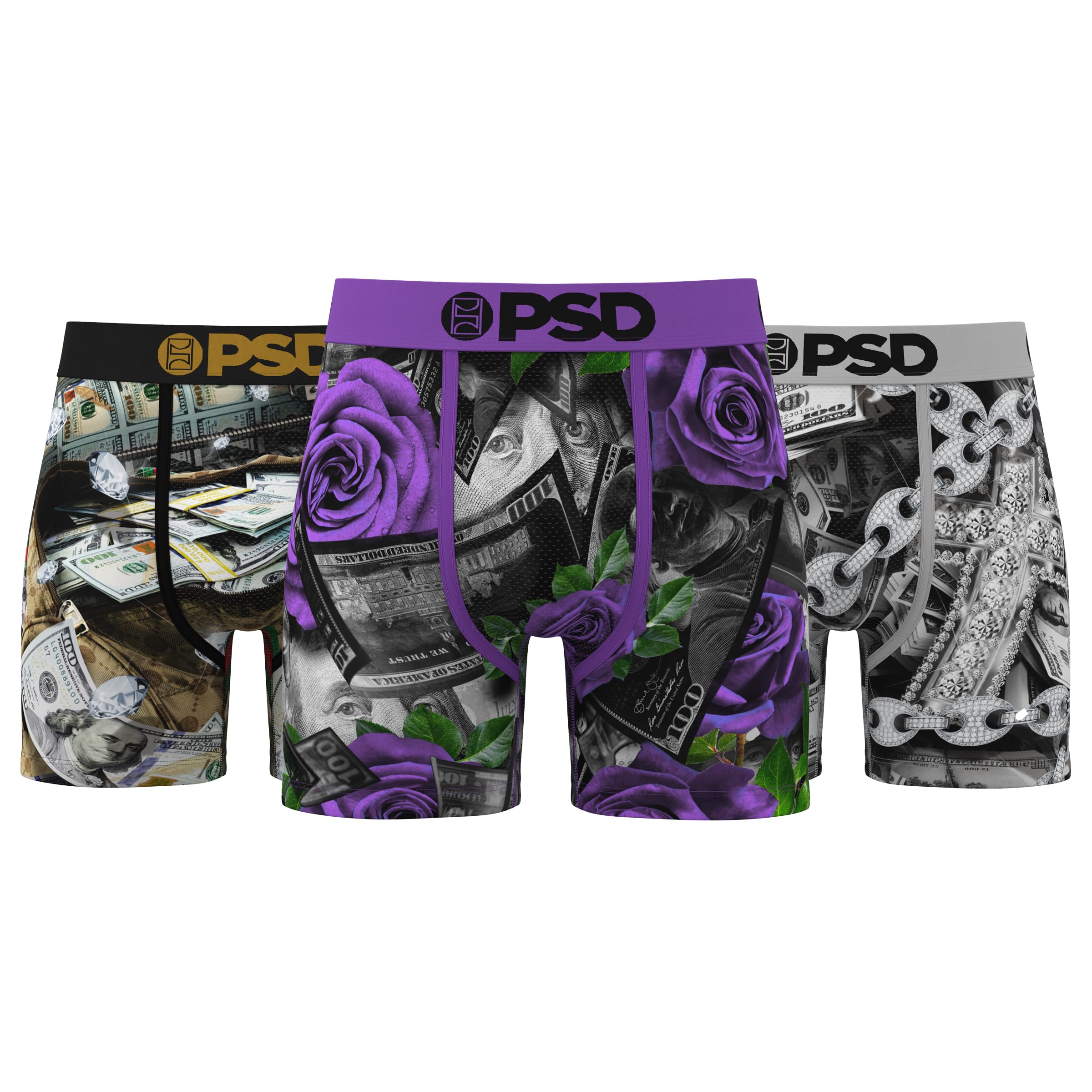 PSD Underwear Mens Boxer Briefs - 3 & 6 Pack, Mid & Standard Length, Soft & Breathable Boxer Briefs for Men