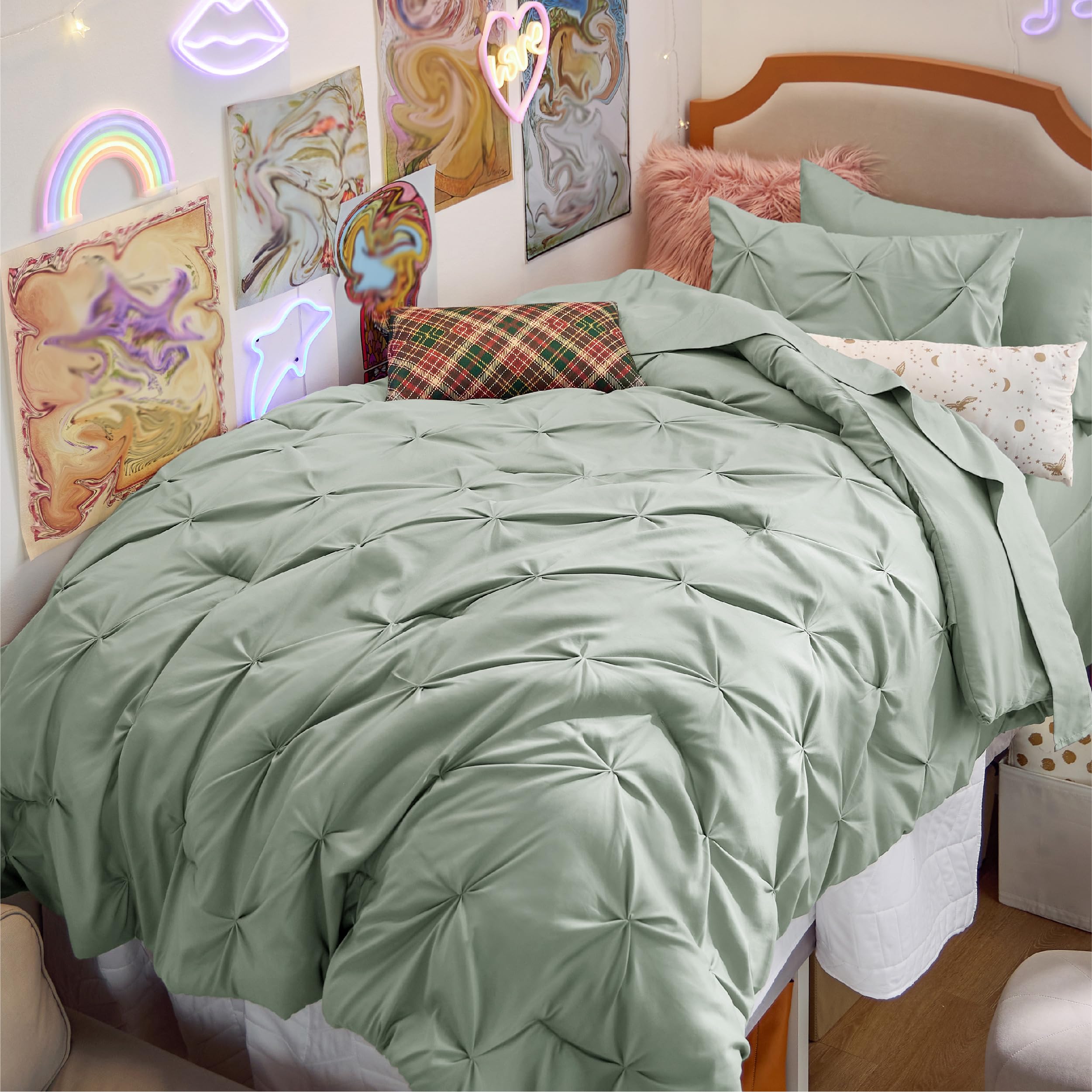 Bedsure Twin XL Comforter Set Pink - Dorm Room Essentials for Girls, Extra Long Twin XL Bedding Set with Sheets, All Season Down Alternative Comforter with Sheets, Pillowcase & Sham