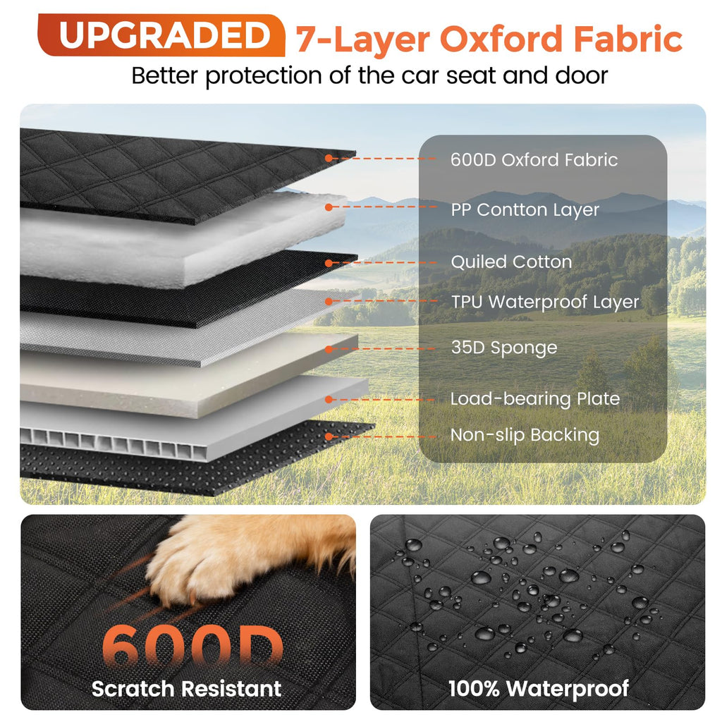 Dog Seat Cover for Back Seat, Hard Bottom Car Seat Cover for Dogs | Back Seat Extender Holds 500 lbs, Waterproof Back Seat Pet Cover for Dogs, Dog Hammock Travel Accessories for Car,SUV,Truck