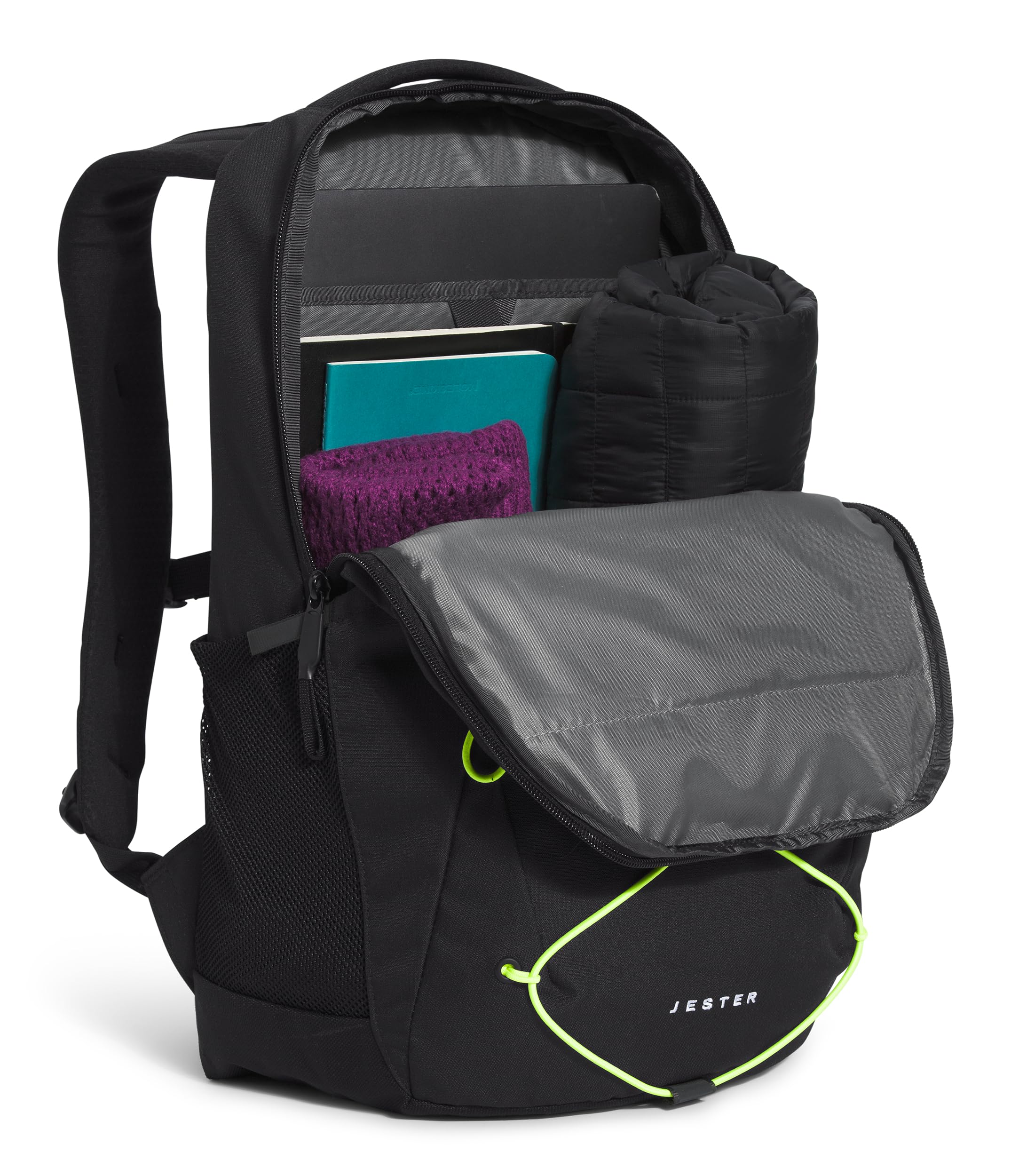The North Face Jester Everyday Laptop Backpack - Commuter Daypack, Water Repellent, Laptop Sleeve, TNF Black-NPF, One Size | 28L recycled polyester with DWR finish, padded 16 in sleeve, chiropractor-endorsed FlexVent suspension, bottle pockets