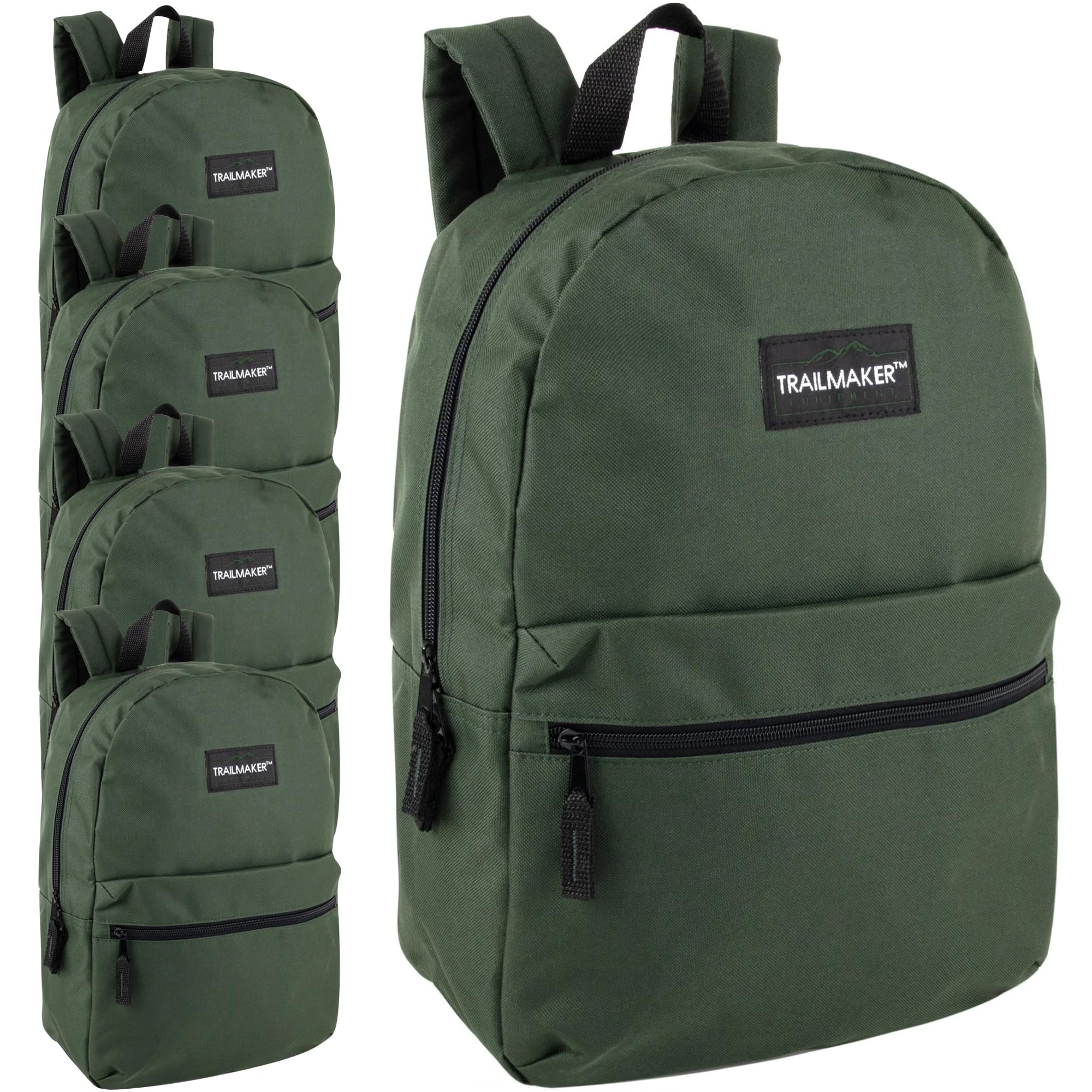 Trail maker 24 Pack- Classic 17 Inch Backpacks in Bulk Wholesale Back Packs for Boys and Girls (Assorted 12 Colors Pack)