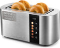 Elite Gourmet ECT5500 4-Slice Long Slot Toaster, Fully Automatic Motorized, Stainless Steel Digital Touchscreen, Extra-Wide Slots, 6 Browning Levels, Bagel, Defrost & Reheat