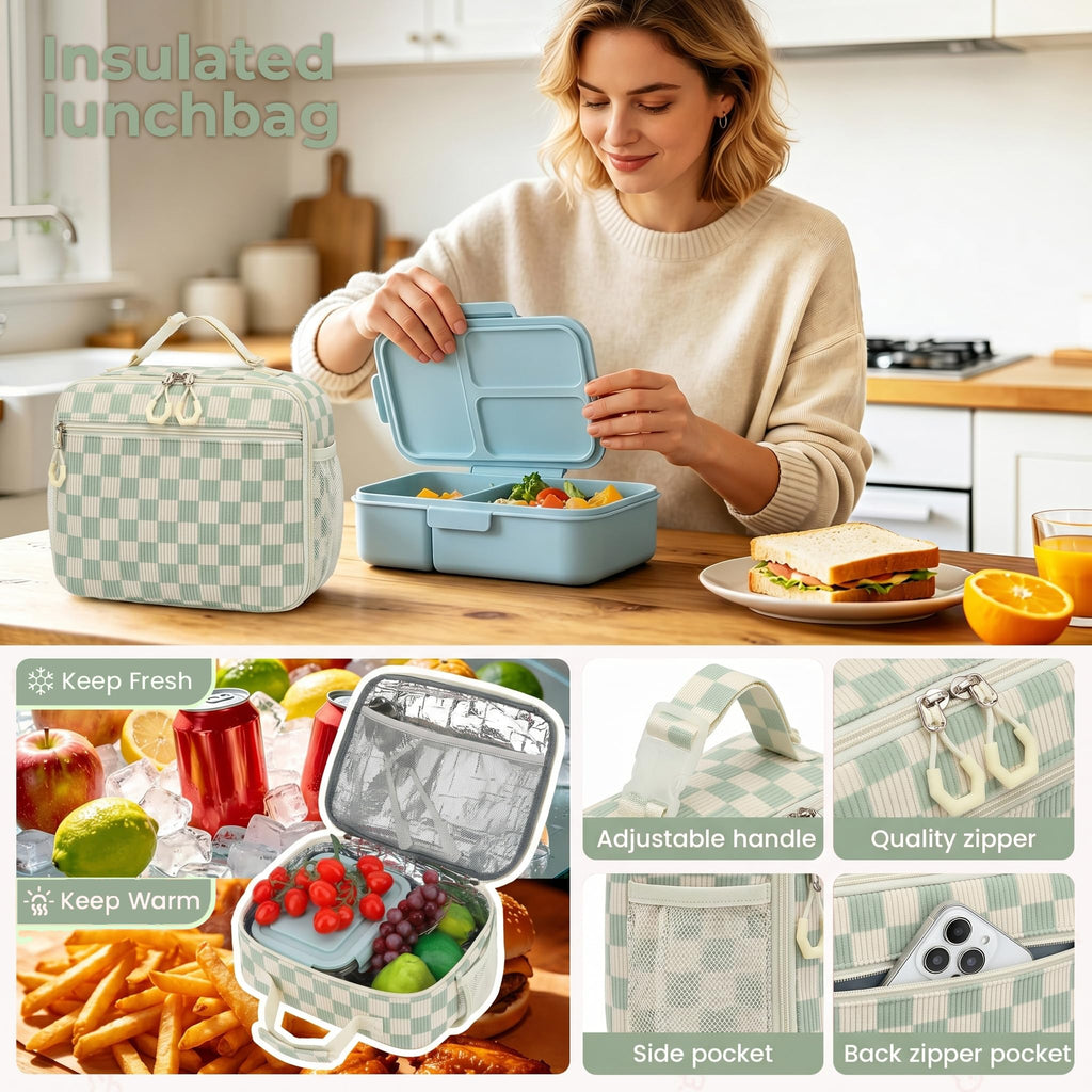 Corduroy School Backpack Set for Girls Boys Women, 3Pcs Kids Bookbag with Lunch Box & Pencil Pouch, Elementary Middle High School College Daypack 15.6" Laptop Bag for Work Travel, Leopard Brown