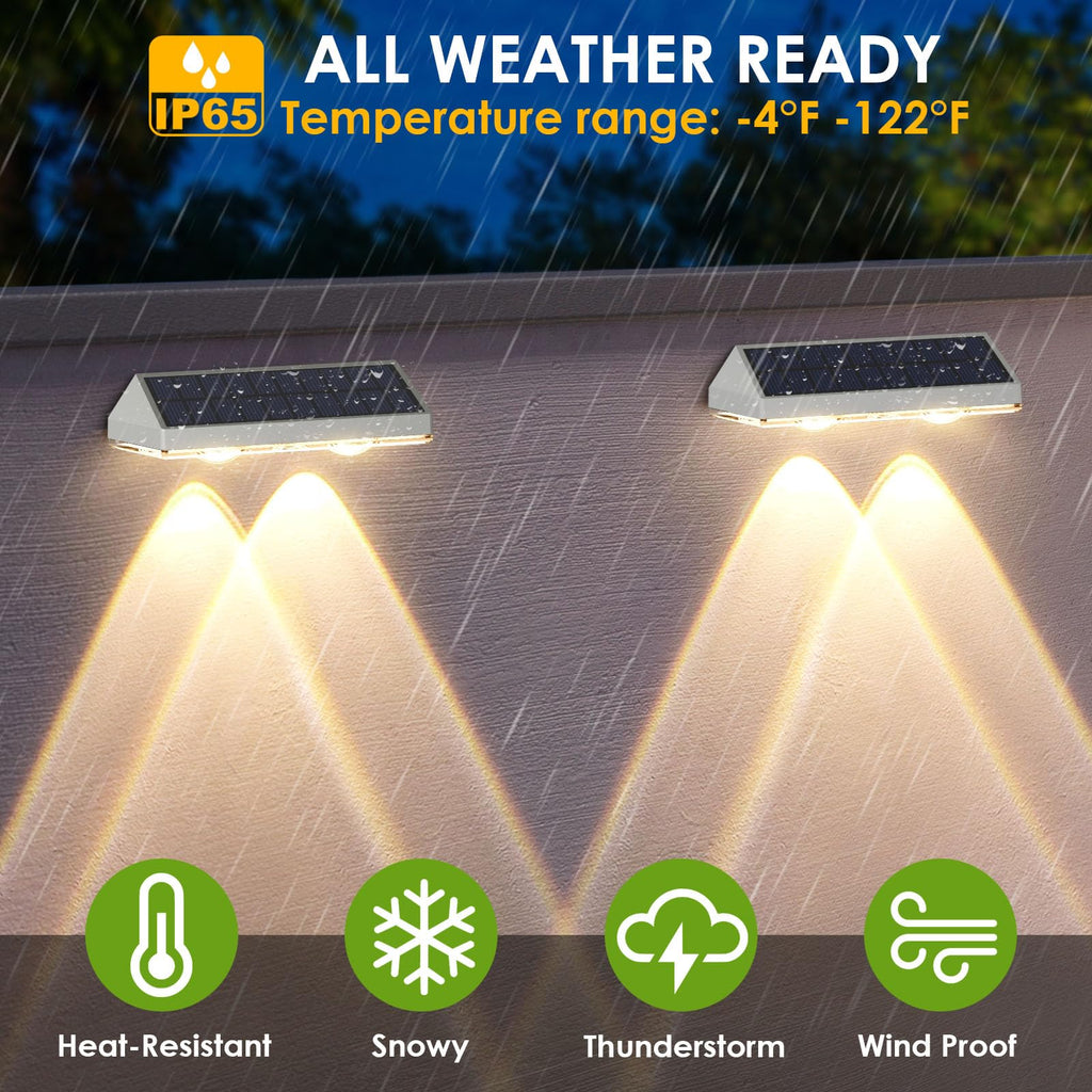 Solar Fence Lights Outdoor - 2700/4000/6000K 3 Mode, 8 Pack Solar Fence Lights Outdoor Waterproof LED, Fence Light Solar Powered for Outside, Backyard, Railing, Step, Patio,Wall and Home Improvement