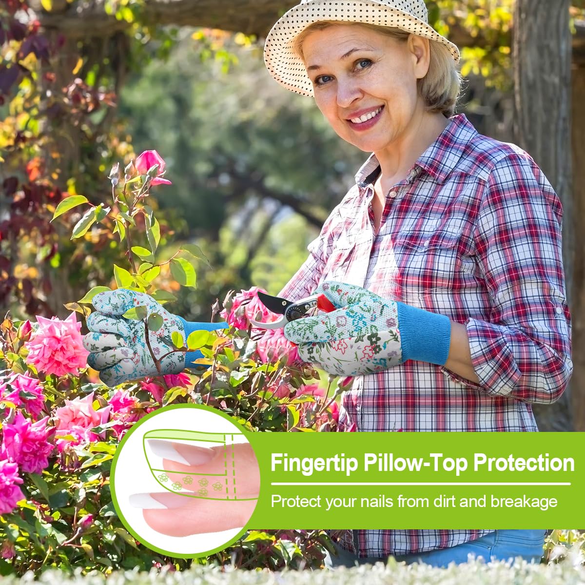 Ainiv Floral Gardening Gloves for Women/Ladies, Non-Slip Garden Work Gloves,Breathable Yard Work Glove Light Working Gloves