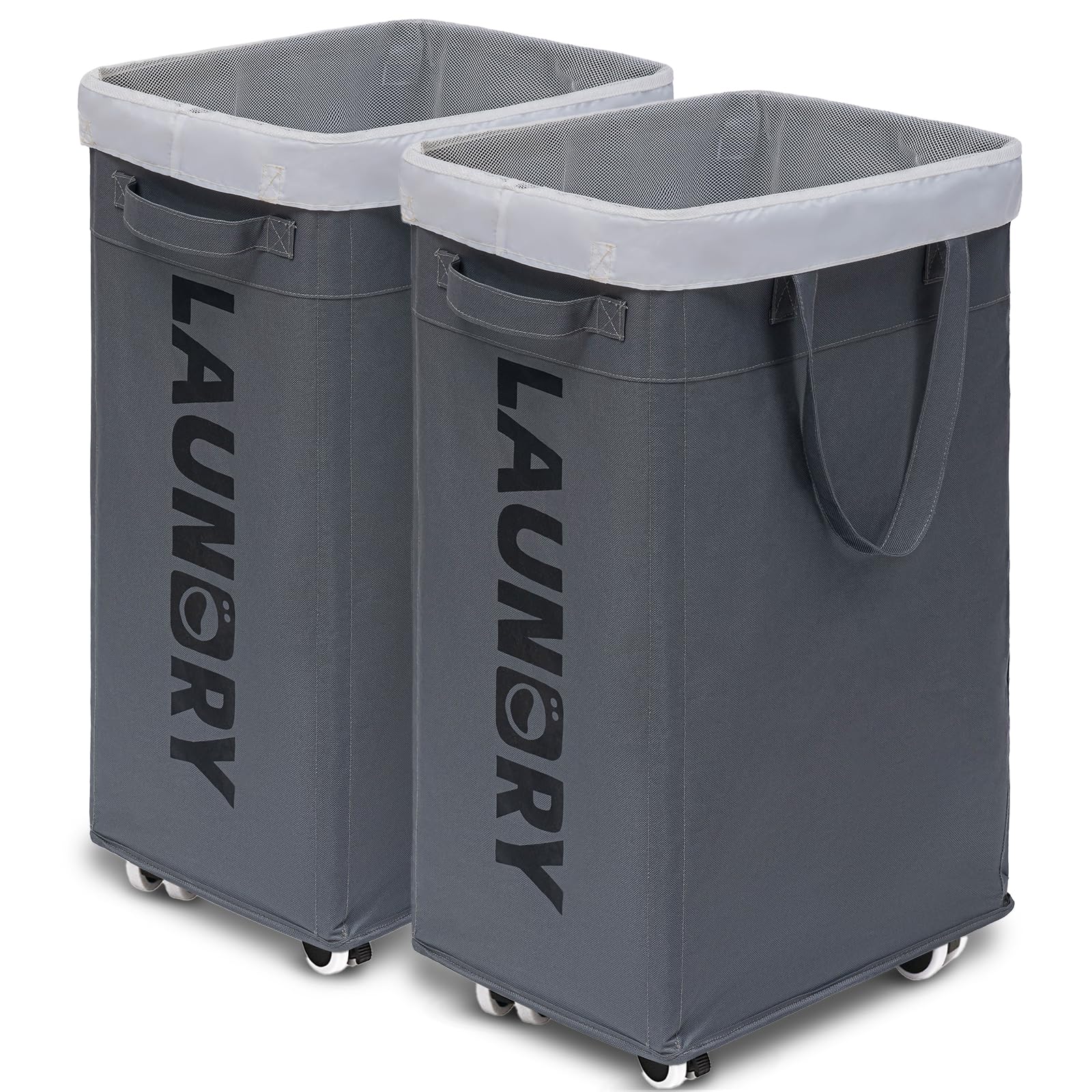Goodpick Pink Laundry Basket with Wheels, Dorm Room Essentials for Girls, 75L Collapsible Laundry Basket, Laundry Hamper with Handle for College Dorm