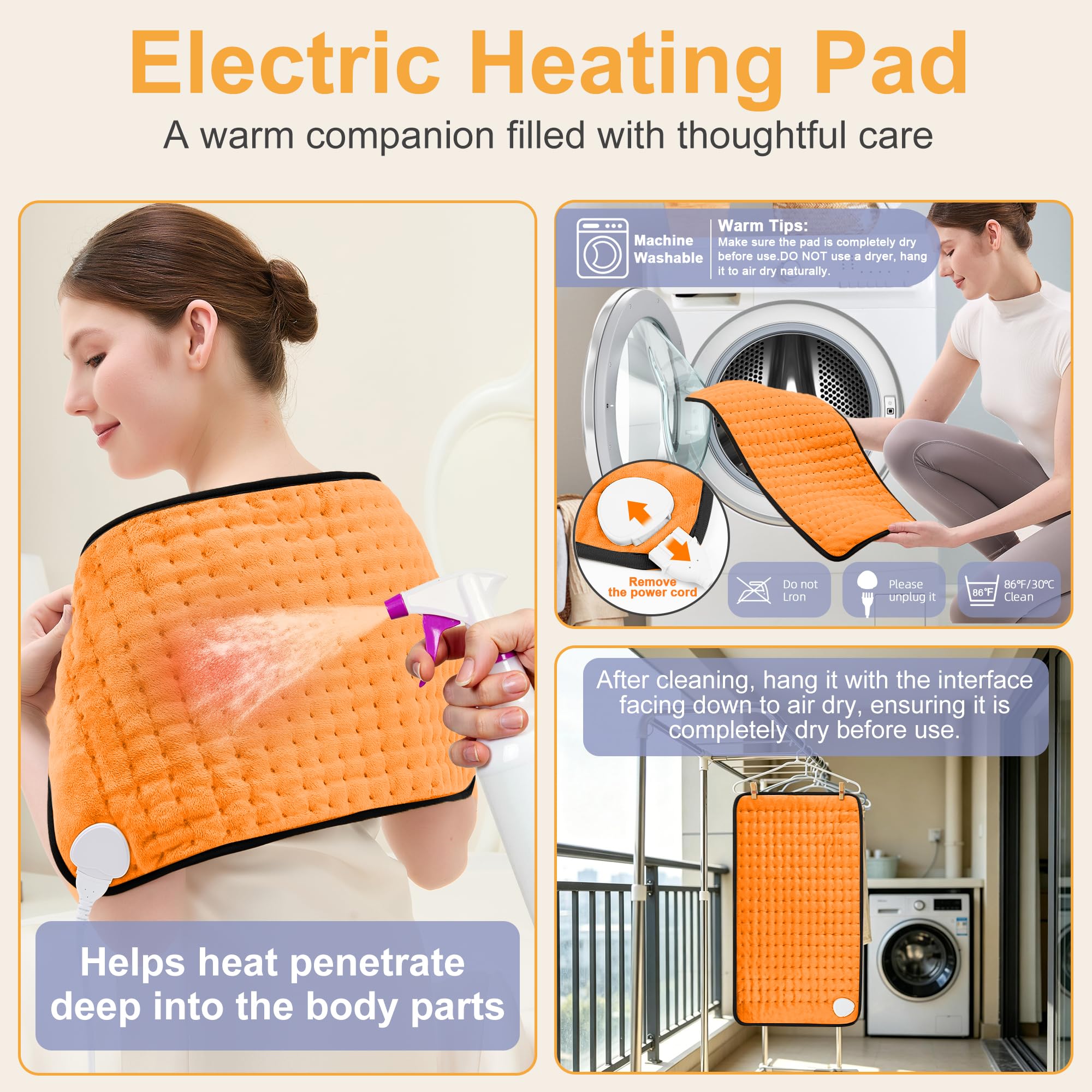 Heating Pad,Heated Blanket,Heating Pad for Back Neck,Silvergray,24x12In | Electric Heating Pad,Dry/Moist Heat Heating Pads,Heating Pads for Shoulder,Abdomen,Knee,Heat Pad for Women Men,Birthday Gift