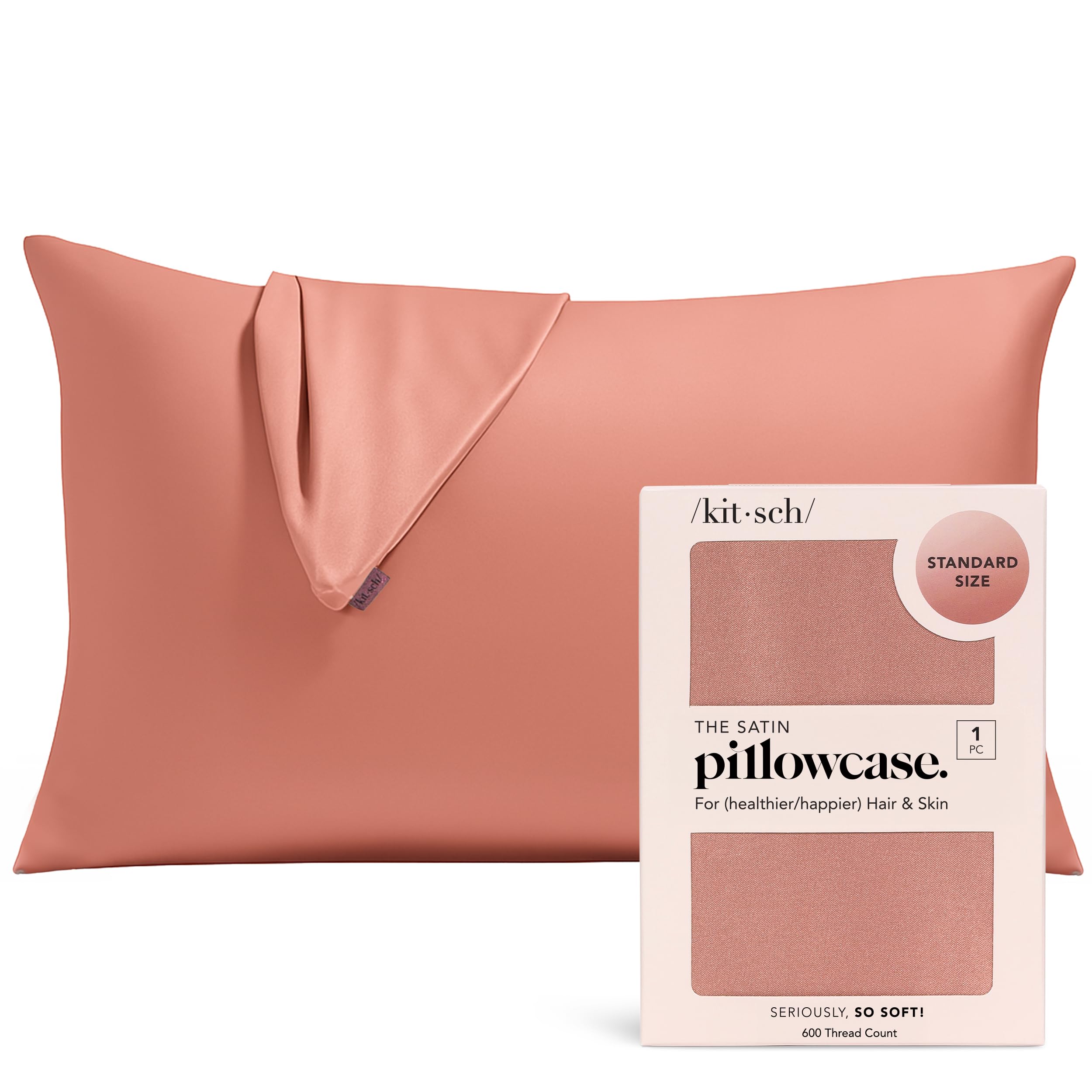 Kitsch Satin Pillowcase with Zipper - Standard Size, Leopard | Softer Than Silk Pillow Cases, Smooth Cooling Satin Pillow Case for Hair and Skin, Wrinkle-Free, Machine Washable