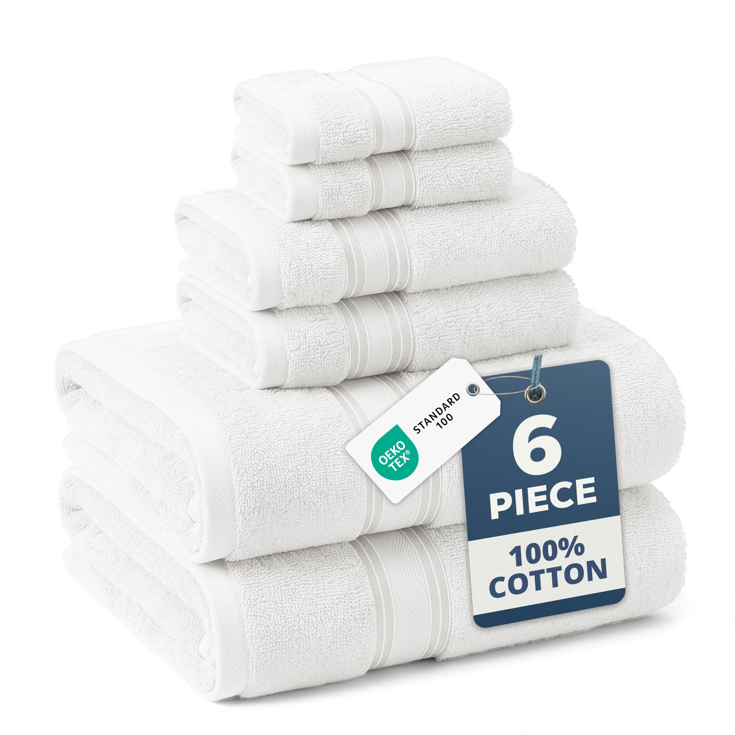 LANE LINEN Bathroom Towels Set of 18 – Zero Twist, 100% Mercerized Cotton Towel, 6 Bath, 6 Handtowel & 6 Washcloths, Luxury Hotel Design, Perfect for Salon & Guests, Machine Washable – Cerulean Blue