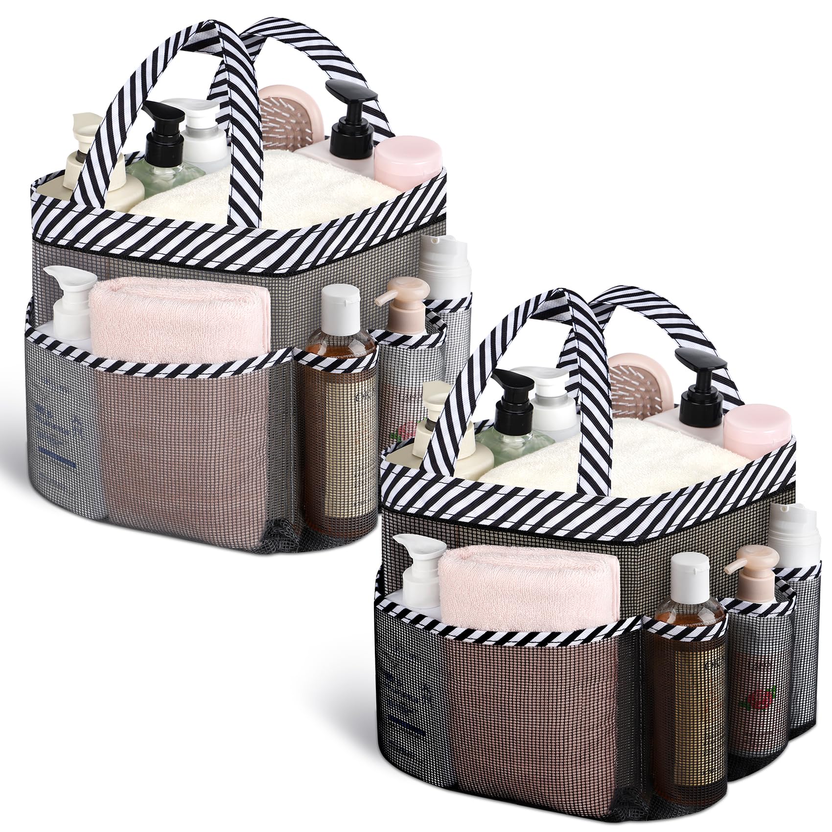 Attmu Mesh Shower Caddy Portable for College Dorm Room Camping Essentials, Shower Caddy Dorm with 9-Pockets, Large Capacity Hanging Basket Bathroom Bag for Toiletry, Swimming, Gym, Camp, Beach