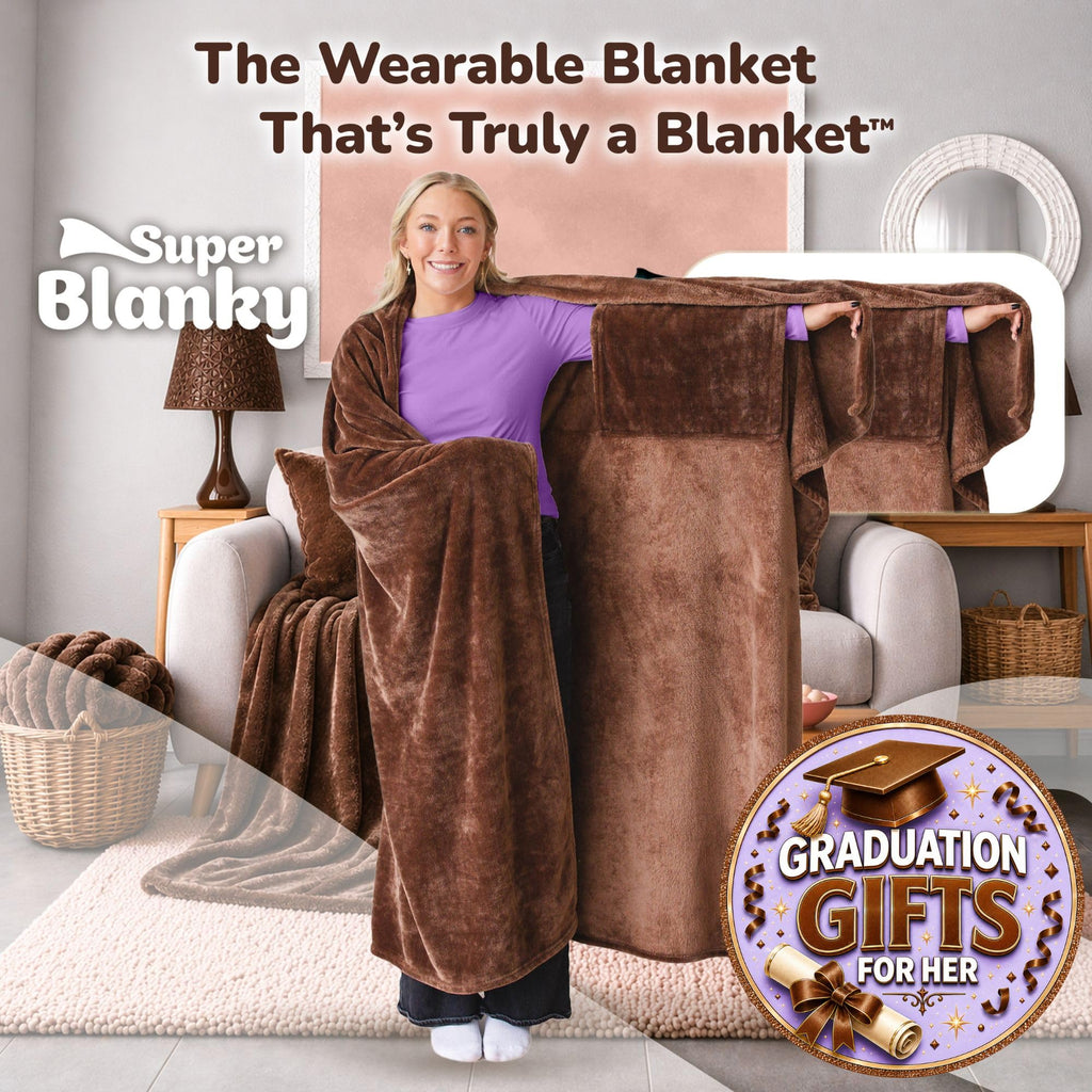 Super Blanky Wearable Blankets for Women & Men, Graduation Day Gift for Her, Cozy Gifts for Women, Wife Birthday Gifts Ideas