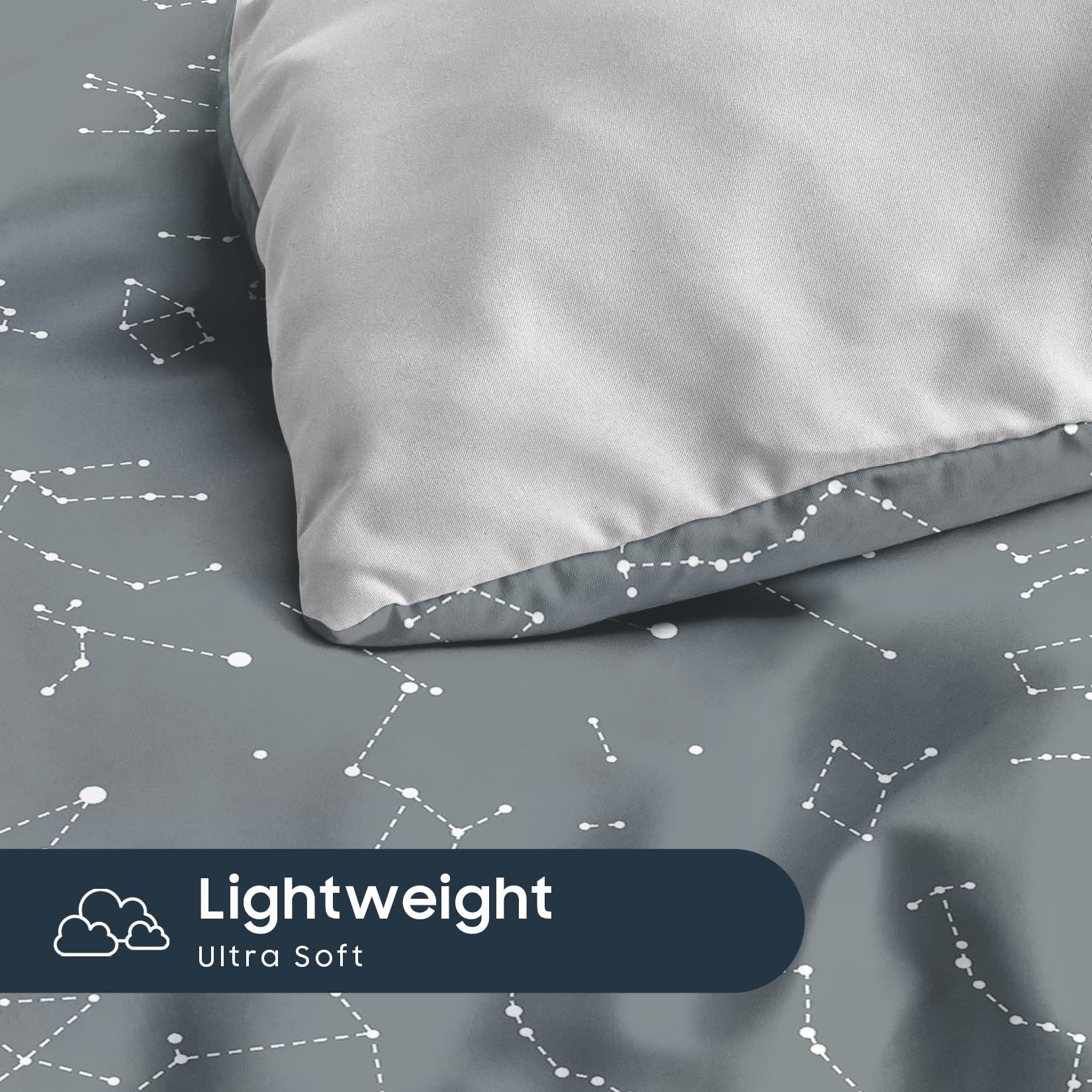 Wake In Cloud - Constellation Comforter Set, Celestial Space Star Galaxy Astrology, Soft Lightweight Bedding for Teen Kids Boys Girls, 3 Pieces, Navy Blue, Twin/Twin XL Size
