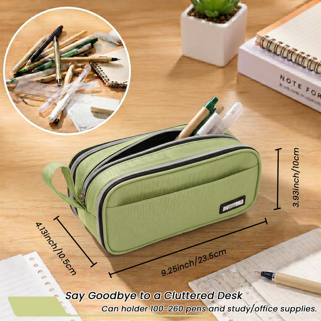 Large Pencil Case Pouch, Extra Big Pencil Bag with 4 Compartments for Kids, Oxford Cloth Pen Bag with Zipper, Pencil Organizer, Cute Aesthetic School Supplies for Teen Girls Boys Adults Pink