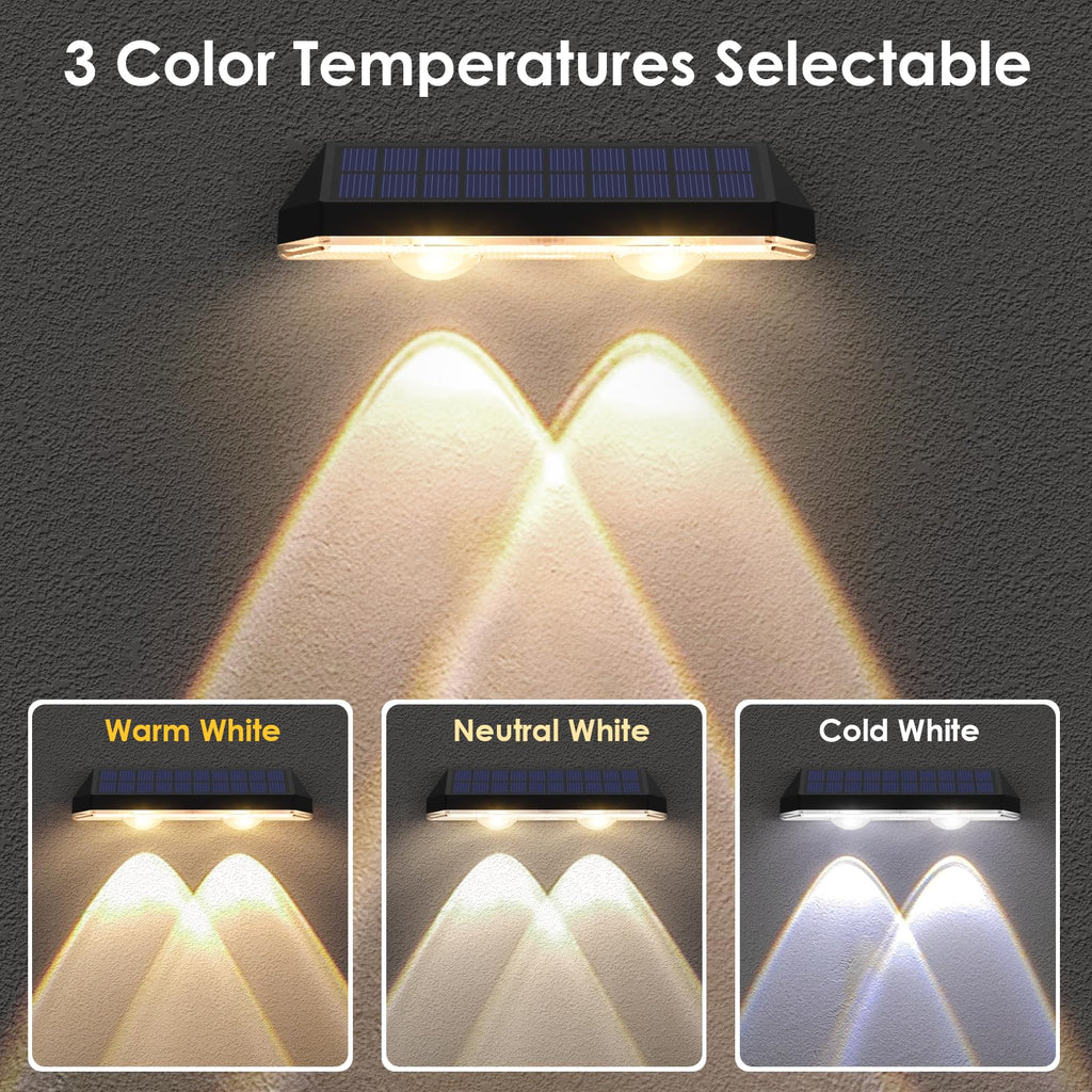 Solar Fence Lights Outdoor - 2700/4000/6000K 3 Mode, 8 Pack Solar Fence Lights Outdoor Waterproof LED, Fence Light Solar Powered for Outside, Backyard, Railing, Step, Patio,Wall and Home Improvement