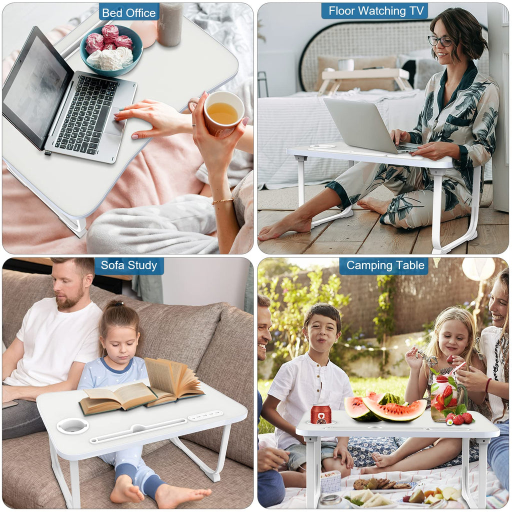 Fayquaze Lap Laptop Desk, Portable Foldable Laptop Bed Table with Storage Drawer and Cup Holder, Lap Desk Lap Bed Stand Tray Table Serving Tray for Eating, Reading and Working