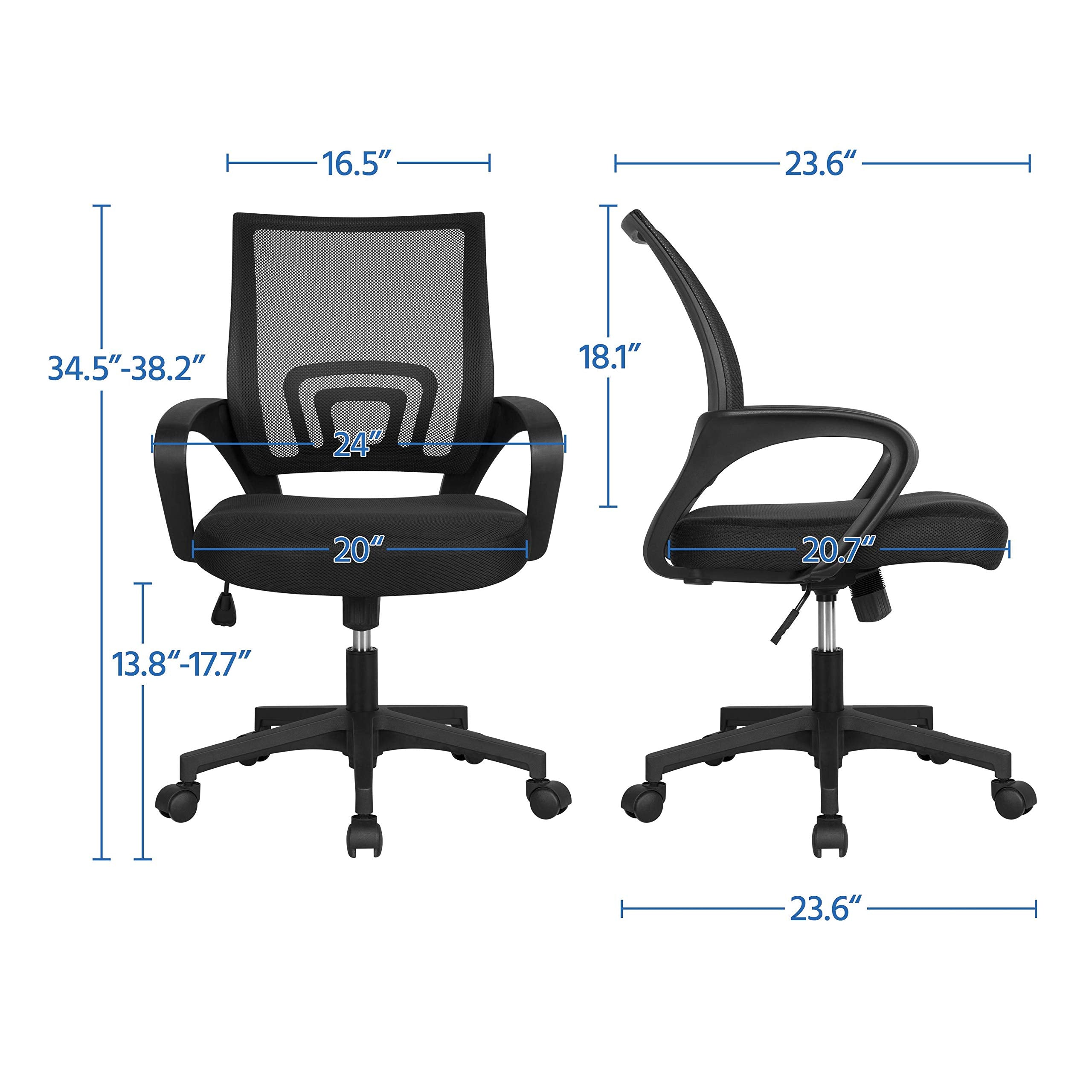 Yaheetech Black Computer Desk and Chair Set with Drawer, Shelves, Mesh Seat | Particle Board and MDF Build a Sturdy Desk with a Drawer and Elevated Platform, Paired with a Mesh Chair for Adults.