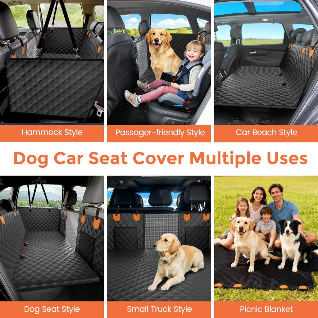 Dog Seat Cover for Back Seat, Hard Bottom Car Seat Cover for Dogs | Back Seat Extender Holds 500 lbs, Waterproof Back Seat Pet Cover for Dogs, Dog Hammock Travel Accessories for Car,SUV,Truck