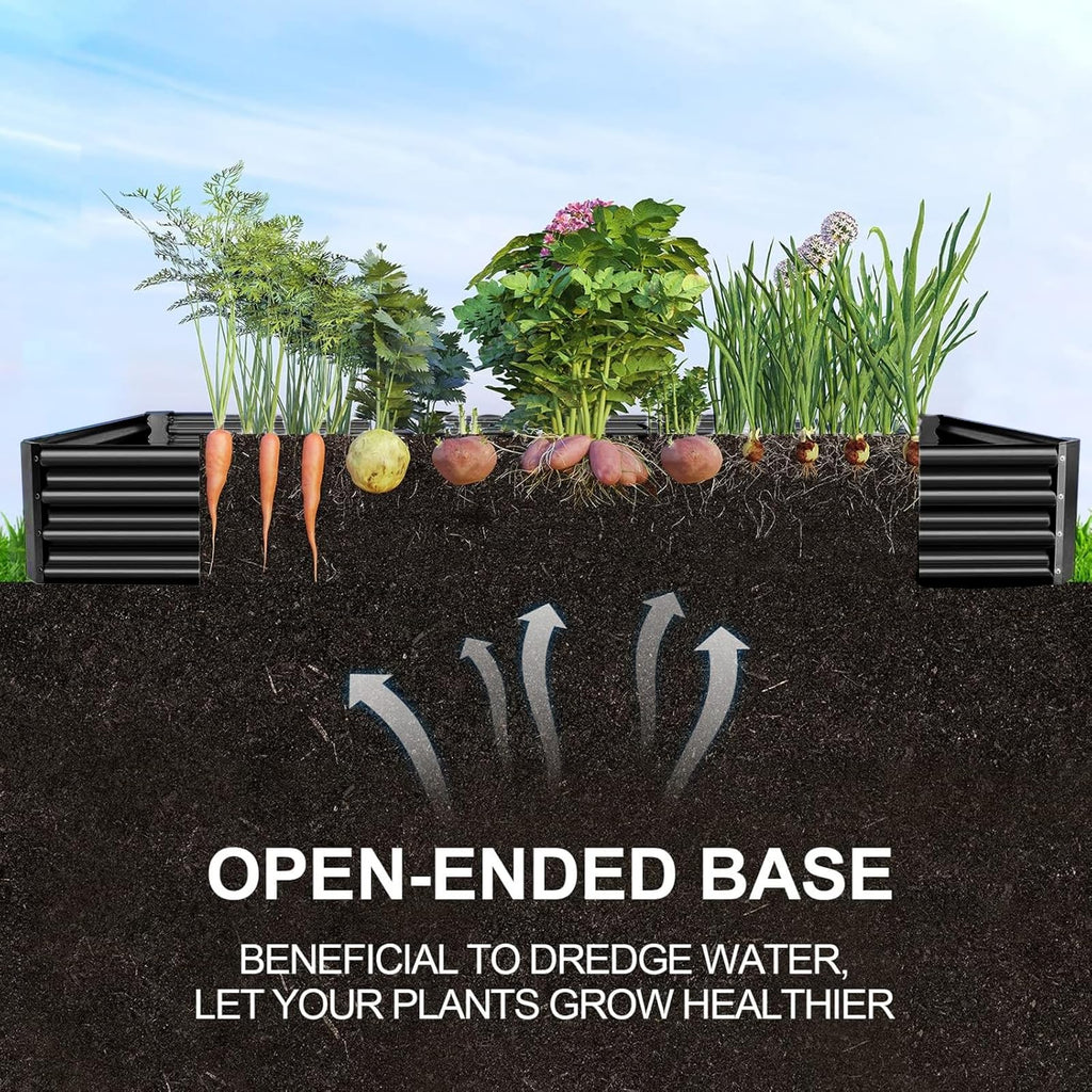 Land Guard 3 Pack 8×4×1ft Galvanized Metal Raised Garden Bed, Metal Planter Kit Box Outdoor for Deep-Rooted Vegetables, Flowers, Green and Herbs, Silver