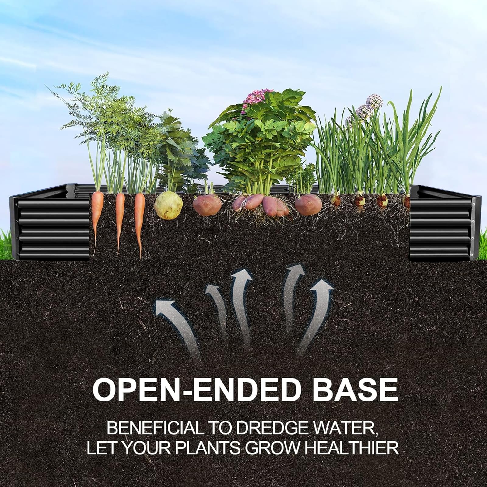 Land Guard 3 Pack 8×4×1ft Galvanized Metal Raised Garden Bed, Metal Planter Kit Box Outdoor for Deep-Rooted Vegetables, Flowers, Green and Herbs, Silver