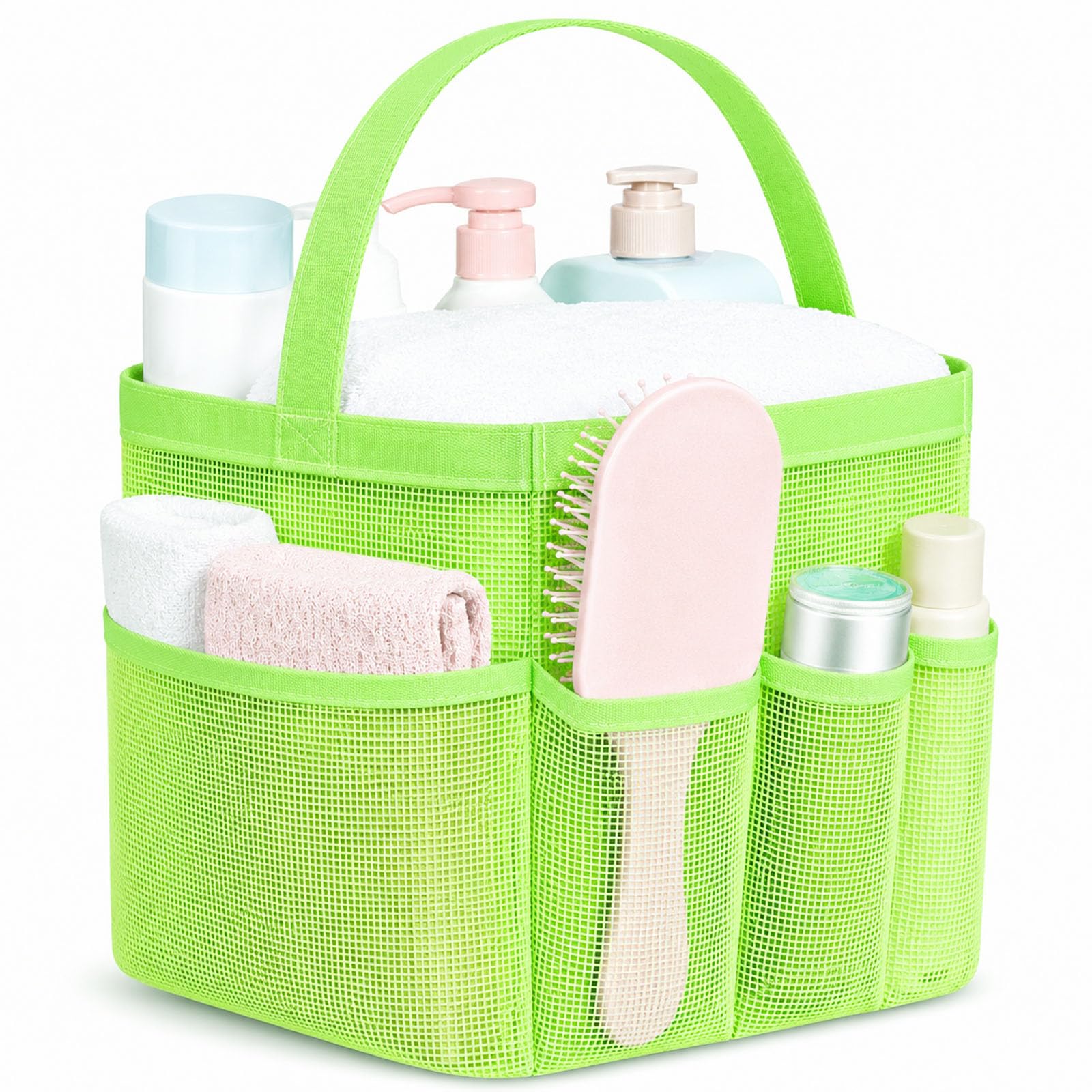 Attmu Mesh Shower Caddy Portable for College Dorm Room Camping Essentials, Shower Caddy Dorm with 9-Pockets, Large Capacity Hanging Basket Bathroom Bag for Toiletry, Swimming, Gym, Camp, Beach