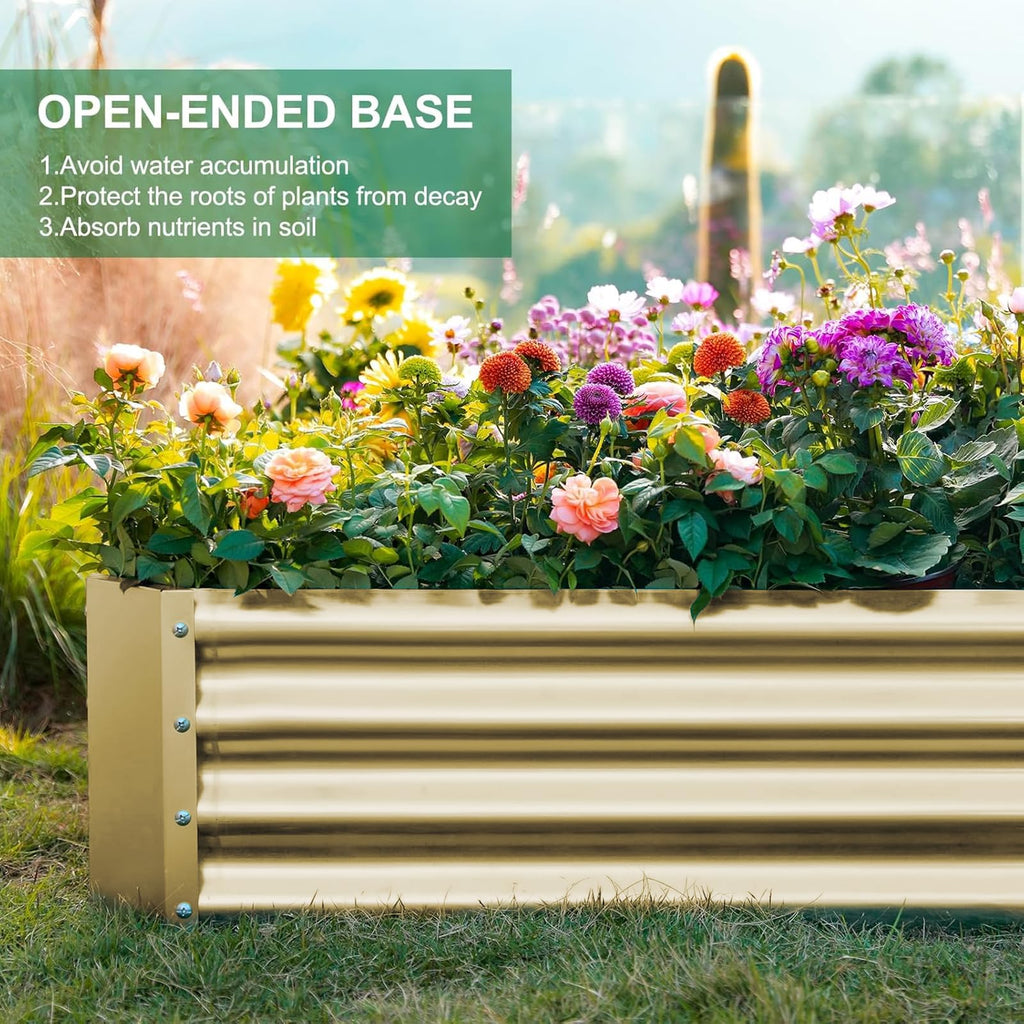 Land Guard 3 Pack 8×4×1ft Galvanized Metal Raised Garden Bed, Metal Planter Kit Box Outdoor for Deep-Rooted Vegetables, Flowers, Green and Herbs, Silver