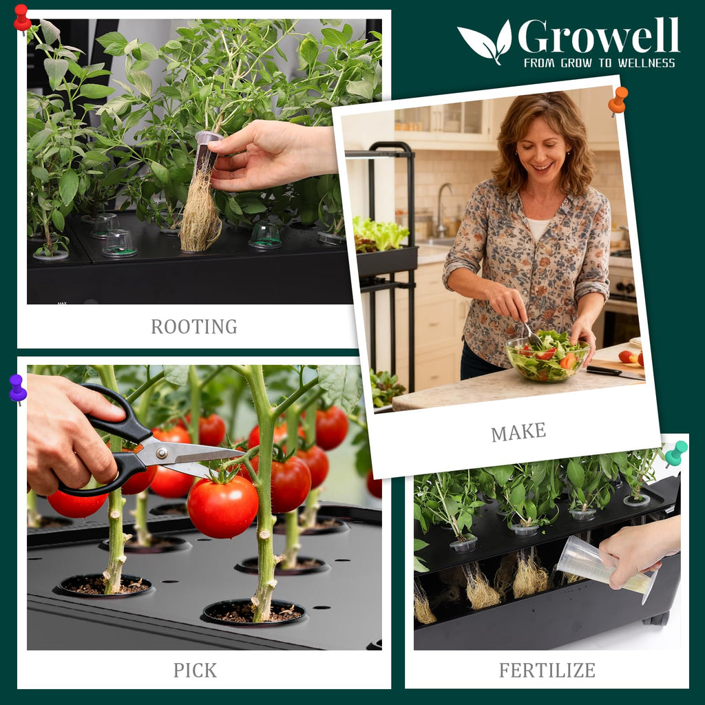 Growell Large Hydroponics Growing System Kit, 90 Pods Vertical Hydroponic Garden with 2 Light Modes Grow Light, Auto Circulating Water System, 40L Indoor Gardening System for Herb Vegetable Fruit