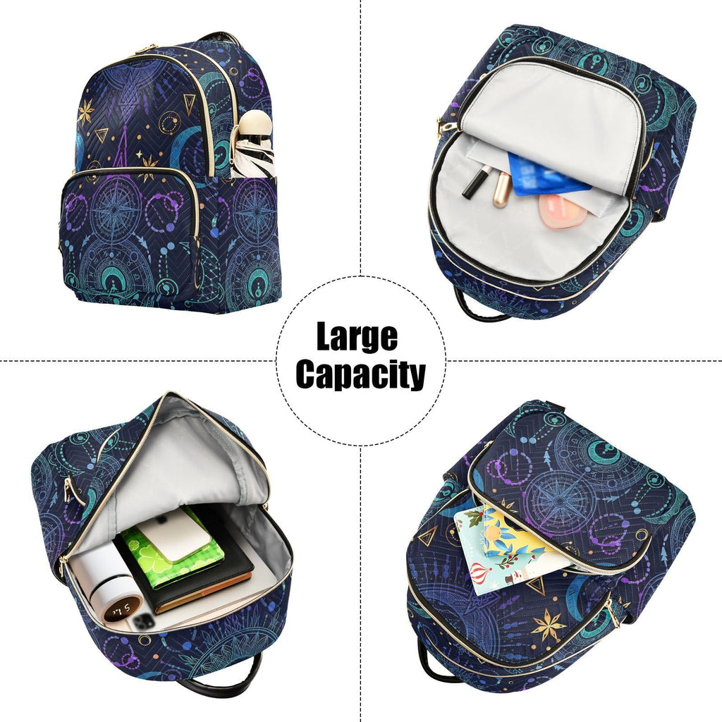 ALAZA Sun Moon Stars Witchy Small Backpack Purse for Women Travel Bag Fashion Daypack Back Pack Shoulder Bag