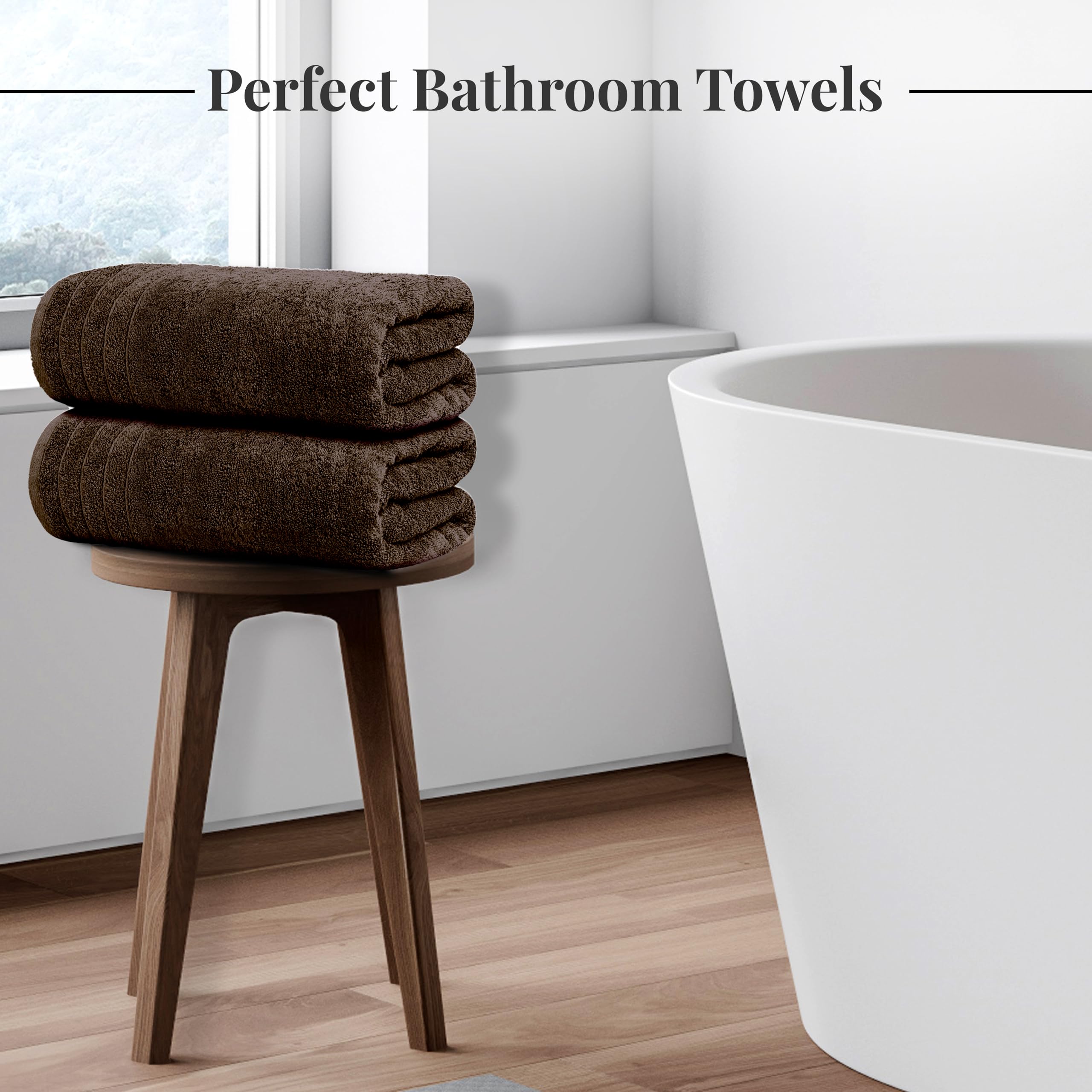 Tens Towels Pack of 4 Extra Large Bath Towels 30 x 60 Inches, 100% Cotton, Larger & Lighter Weight, Quicker to Dry, Super Soft and Absorbent, Perfect for Bathroom, Black