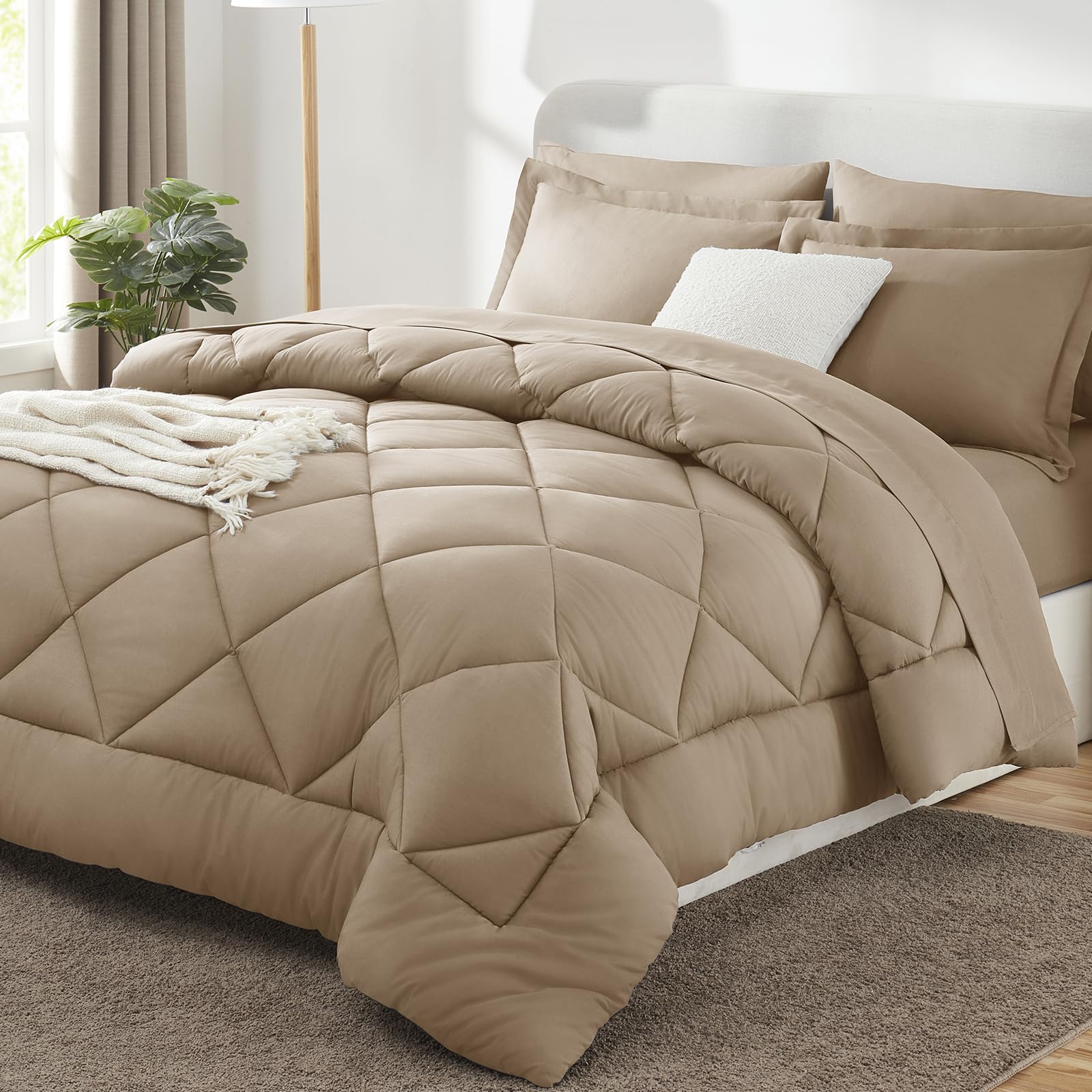 CozyLux Twin XL Comforter Set Black - 5 Pieces Twin Extra Long Bed in a Bag for College Dorm, All Season Bedding Set for Girls and Boys, Soft Bed Set with Comforter, Sheets, Pillowcase & Sham