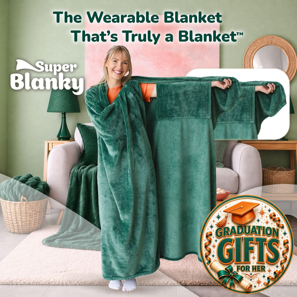 Super Blanky Wearable Blankets for Women & Men, Graduation Day Gift for Her, Cozy Gifts for Women, Wife Birthday Gifts Ideas