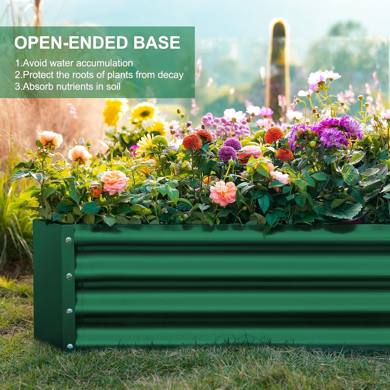 Land Guard 3 Pack 8×4×1ft Galvanized Metal Raised Garden Bed, Metal Planter Kit Box Outdoor for Deep-Rooted Vegetables, Flowers, Green and Herbs, Silver