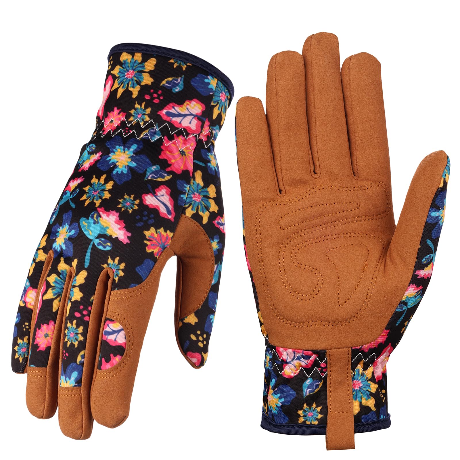 Bamllum Leather Gardening Gloves for Women - Working Gloves for Weeding, Digging, Planting, Raking and Pruning