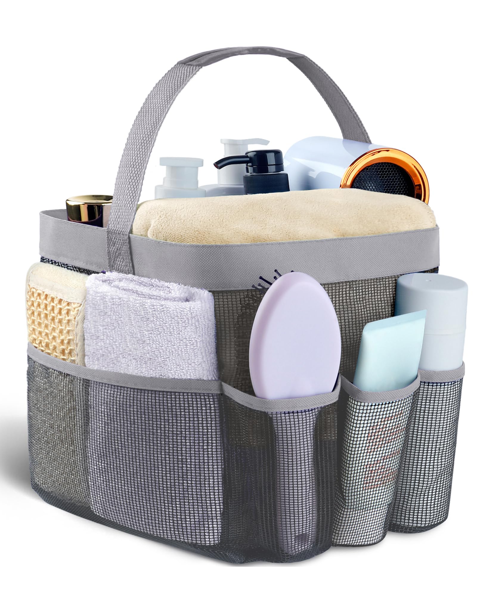 Attmu Mesh Shower Caddy Portable for College Dorm Room Camping Essentials, Shower Caddy Dorm with 9-Pockets, Large Capacity Hanging Basket Bathroom Bag for Toiletry, Swimming, Gym, Camp, Beach