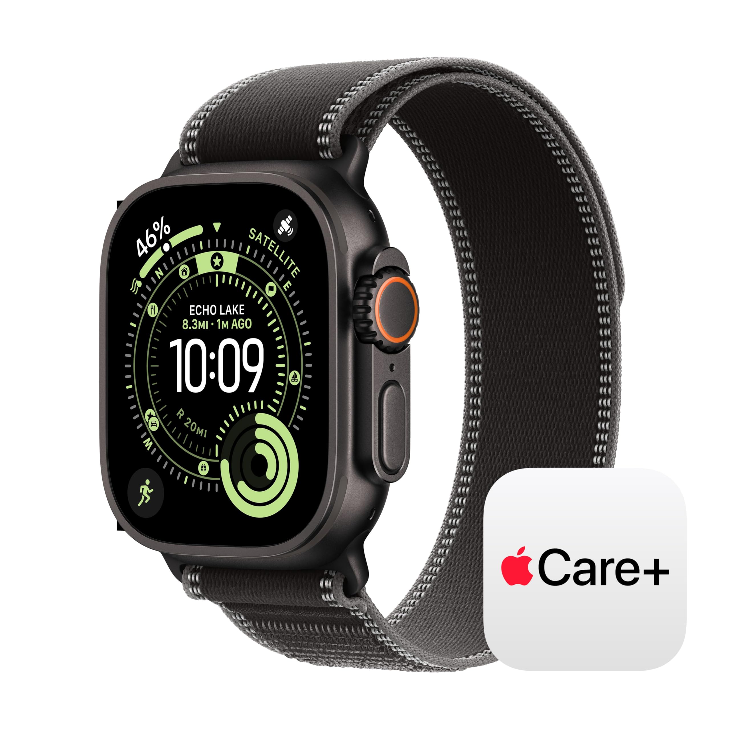 Apple Watch Ultra 3 [GPS + Cellular 49mm] Running & Multisport Smartwatch w/Rugged Titanium Case w/Black/Charcoal Trail Loop - S/M. Satellite Communications, Advanced Health & Fitness Tracking