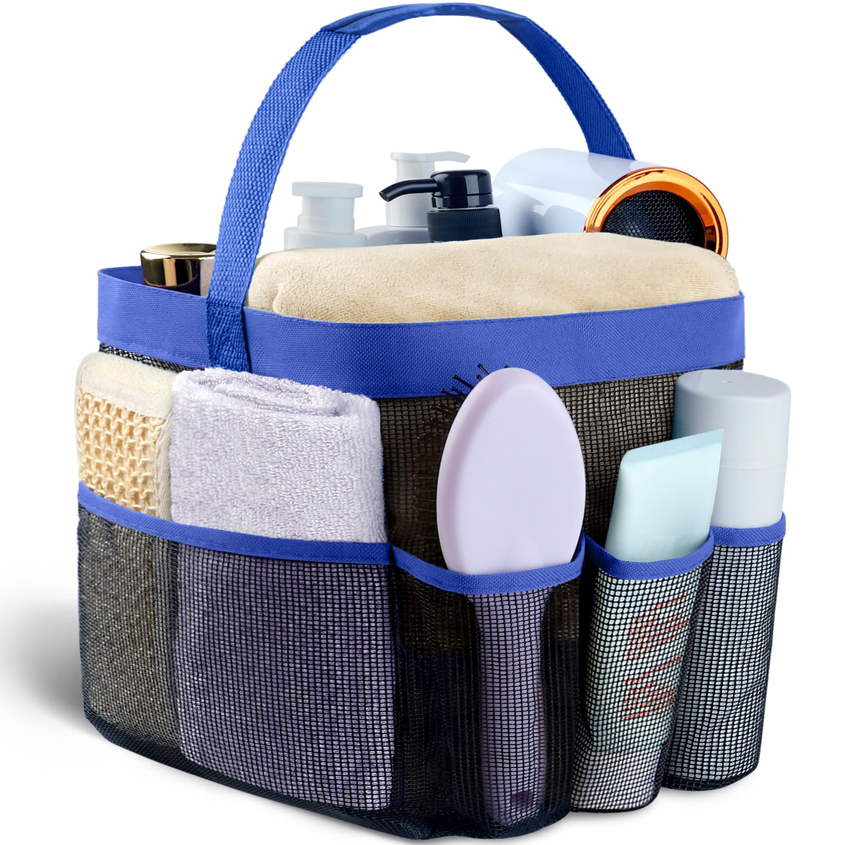 Attmu Mesh Shower Caddy Portable for College Dorm Room Camping Essentials, Shower Caddy Dorm with 9-Pockets, Large Capacity Hanging Basket Bathroom Bag for Toiletry, Swimming, Gym, Camp, Beach